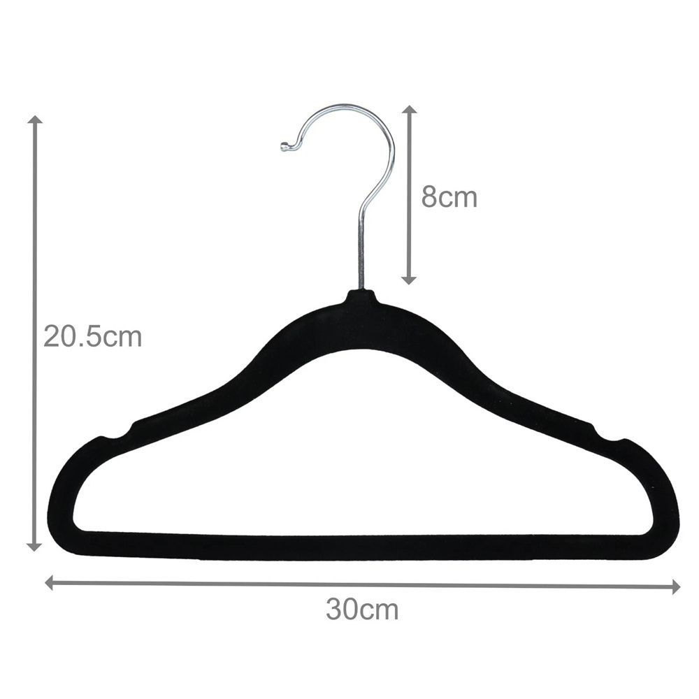 10x 兒童植絨衣架 30*20.5cm 黑色 UB0238