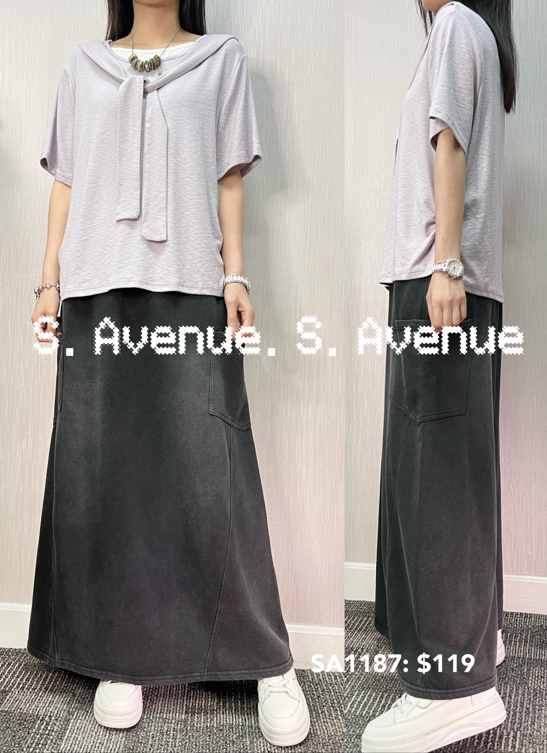 SA1187: 短袖假巾假兩件tee,