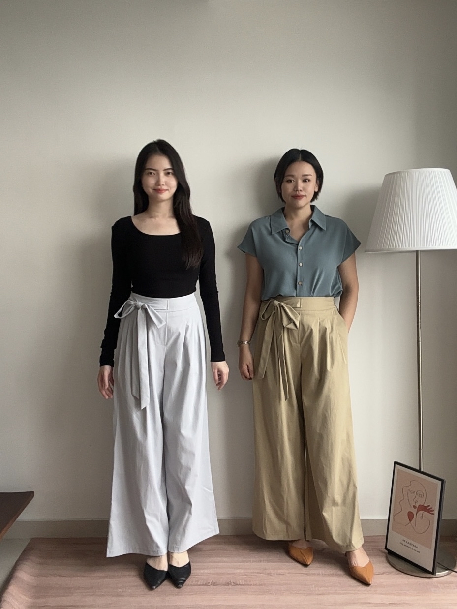 S1976 Side-tie Wide Leg Pants - 3 Colors 