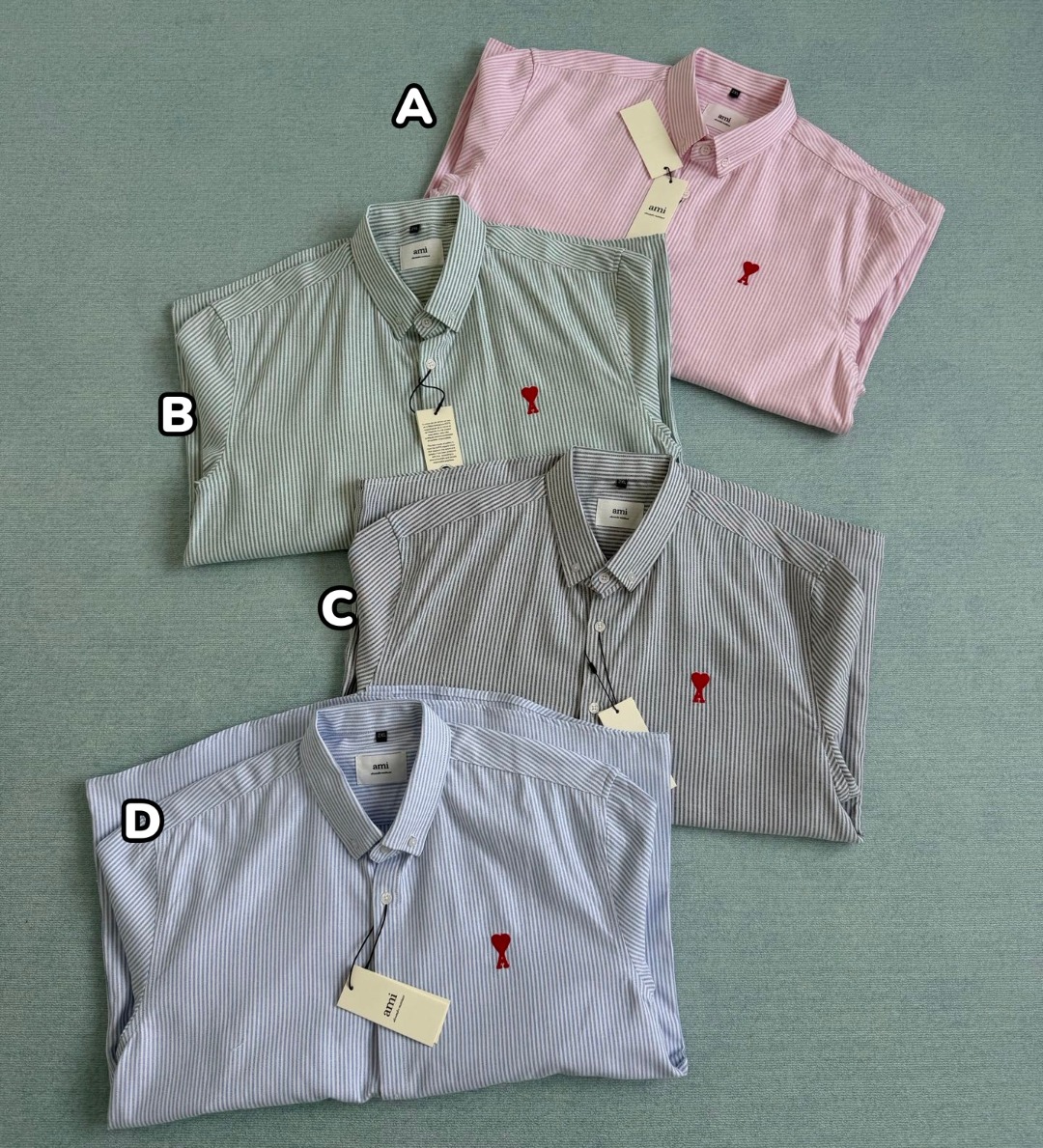 Ami 紅色小愛心條紋恤衫