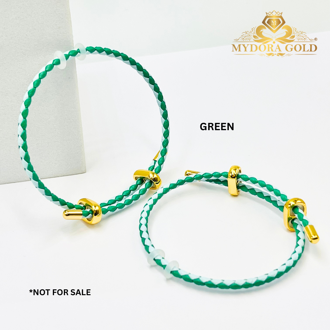 MYDORA Adjustable Leather Bracelet (Light Pink & Mint Green)