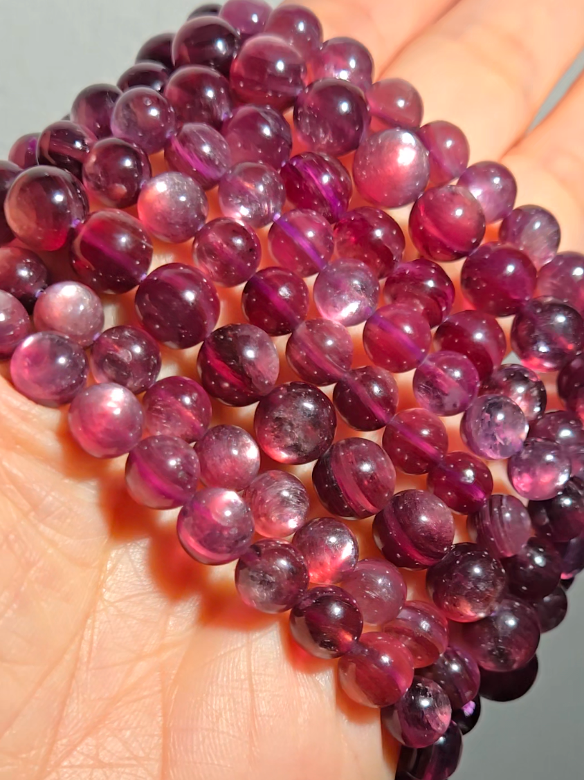 Plum lepidolite 7.3mm bead bracelets - MCA98