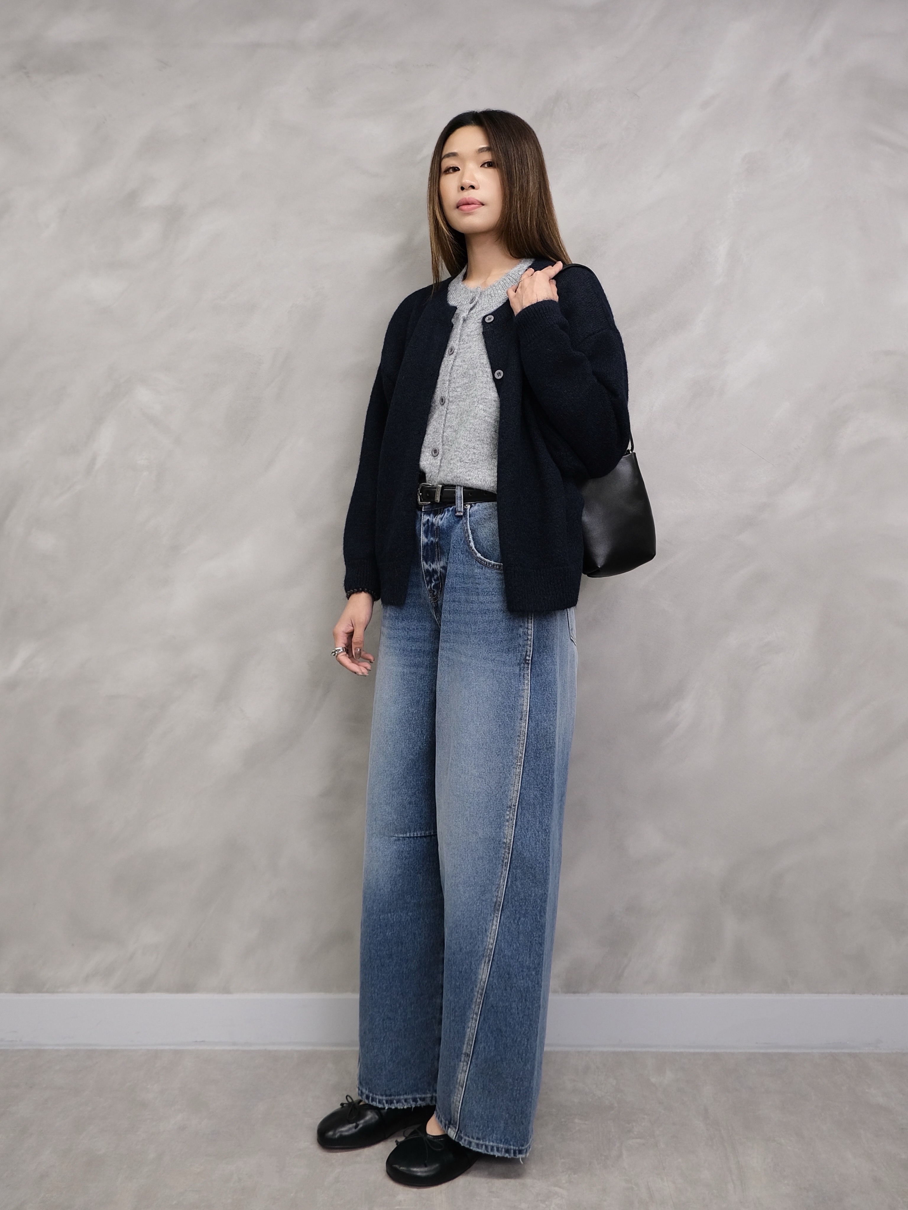 Curved Seam Wide-Leg Jeans #pt86