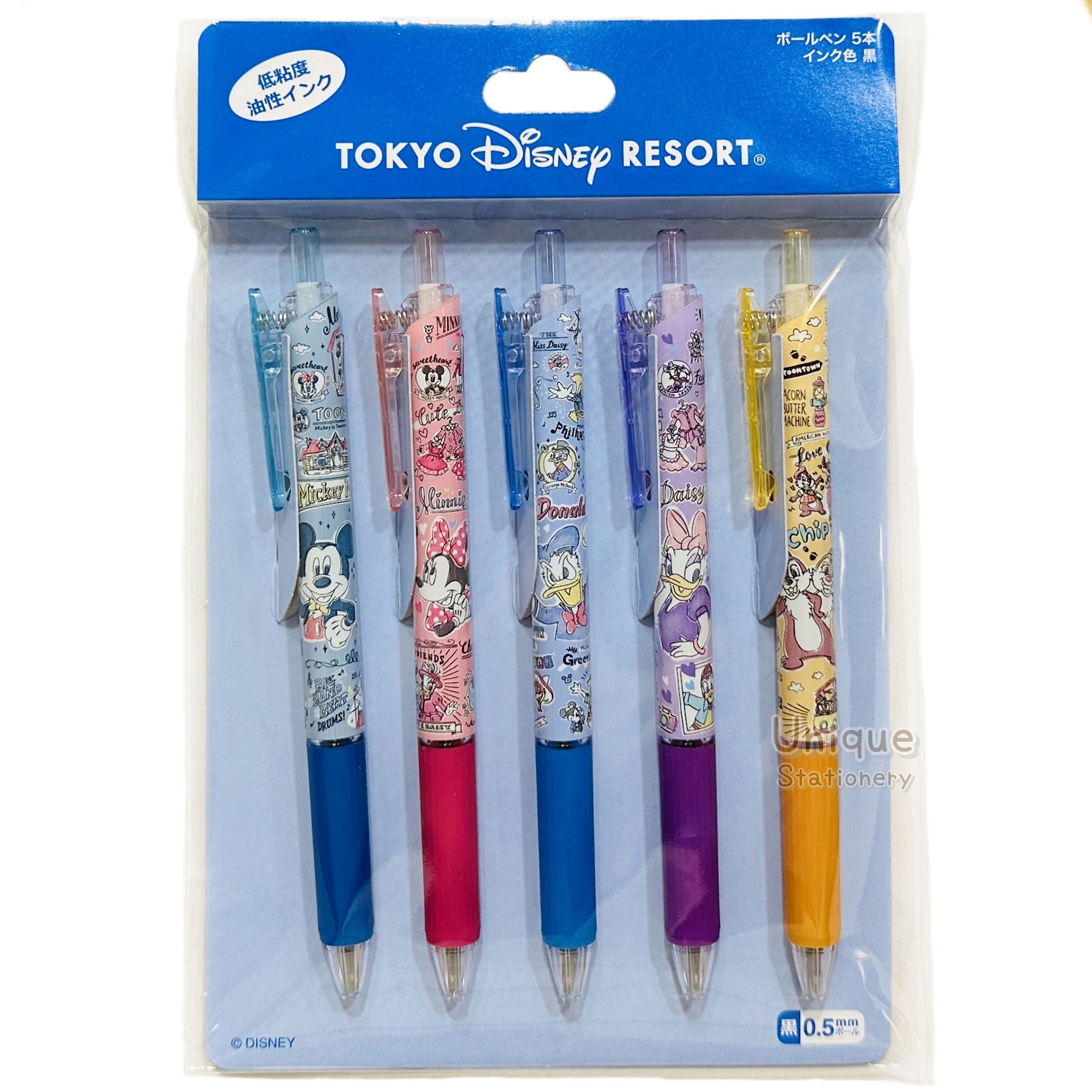 現貨｜【日本 Disney Store 限定】一套5枝 Mickey & Friends 米奇與朋友 日本製 Pentel Vicuna Feel 0.5mm 黑色 原子筆 053441