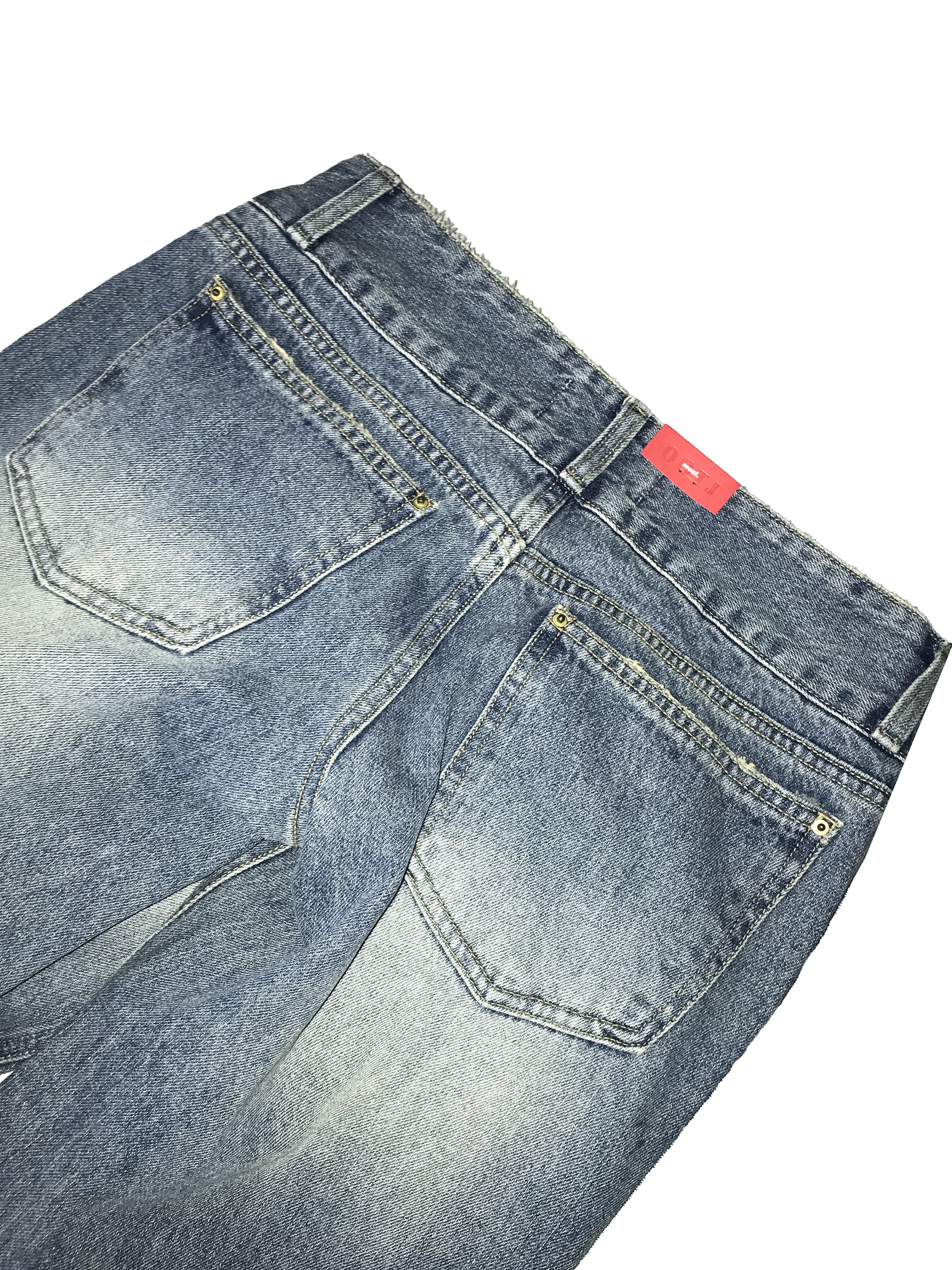Low-Rise Double-Button Flared Jeans