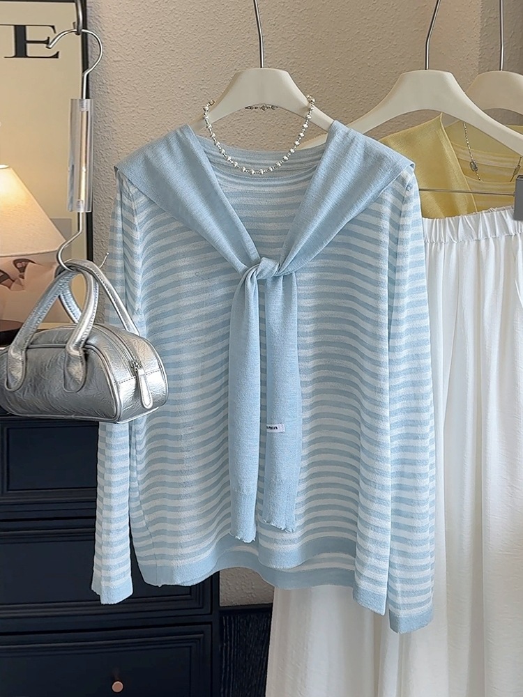 $110件。✨薄款條紋針織＋披肩綁結款｜韓系氣質套裝唔係普通兩件套！