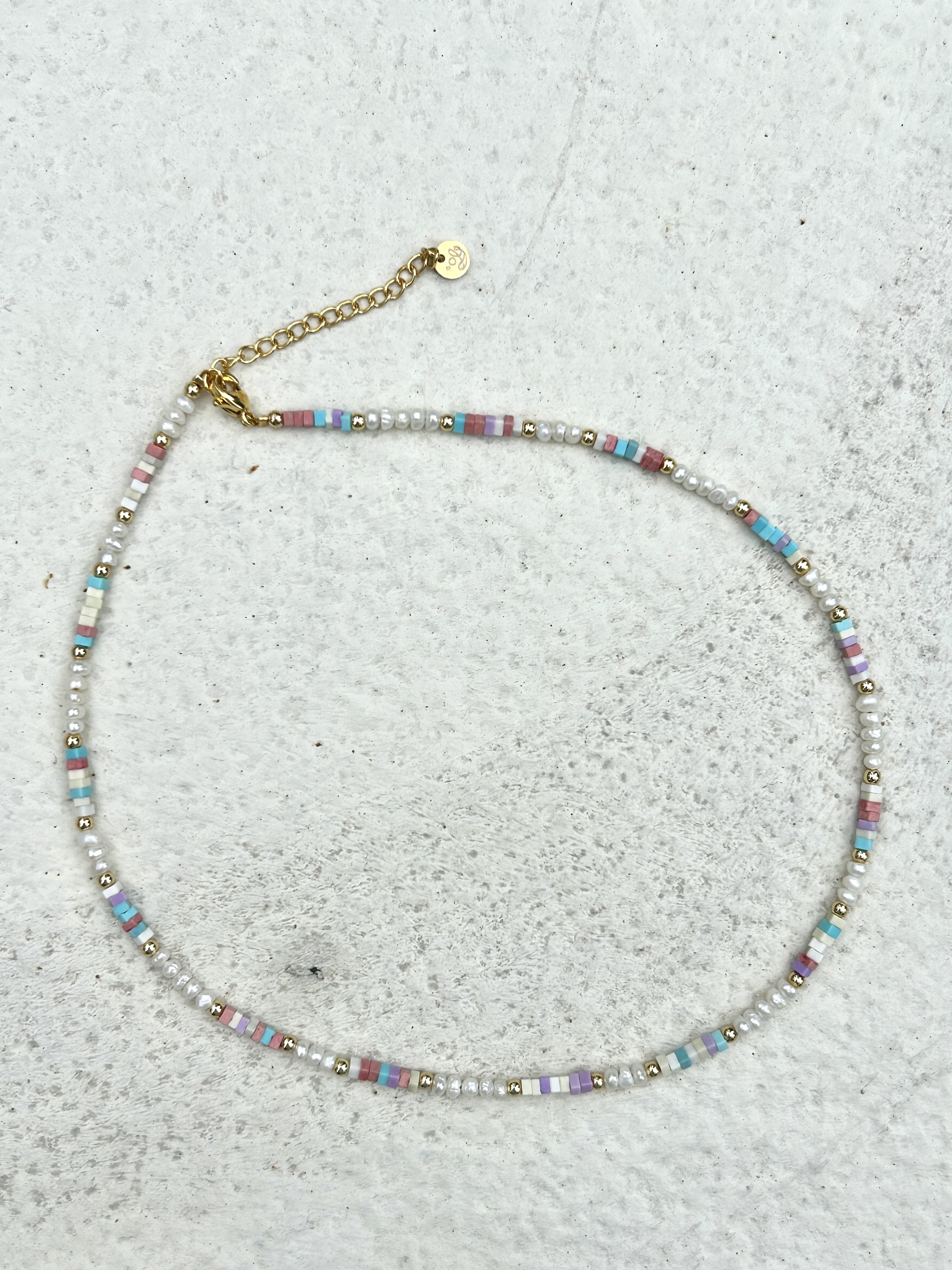 Colourful block stainless necklace