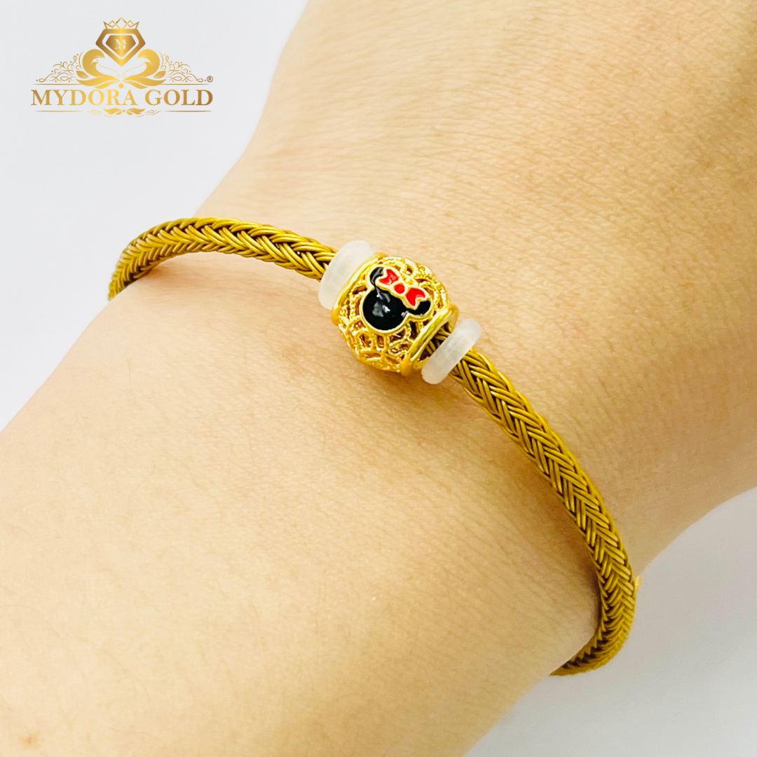 MYDORA Bead Mickey Minnie Bundle Set | 916 Gold Bead + Adjustable Bracelet