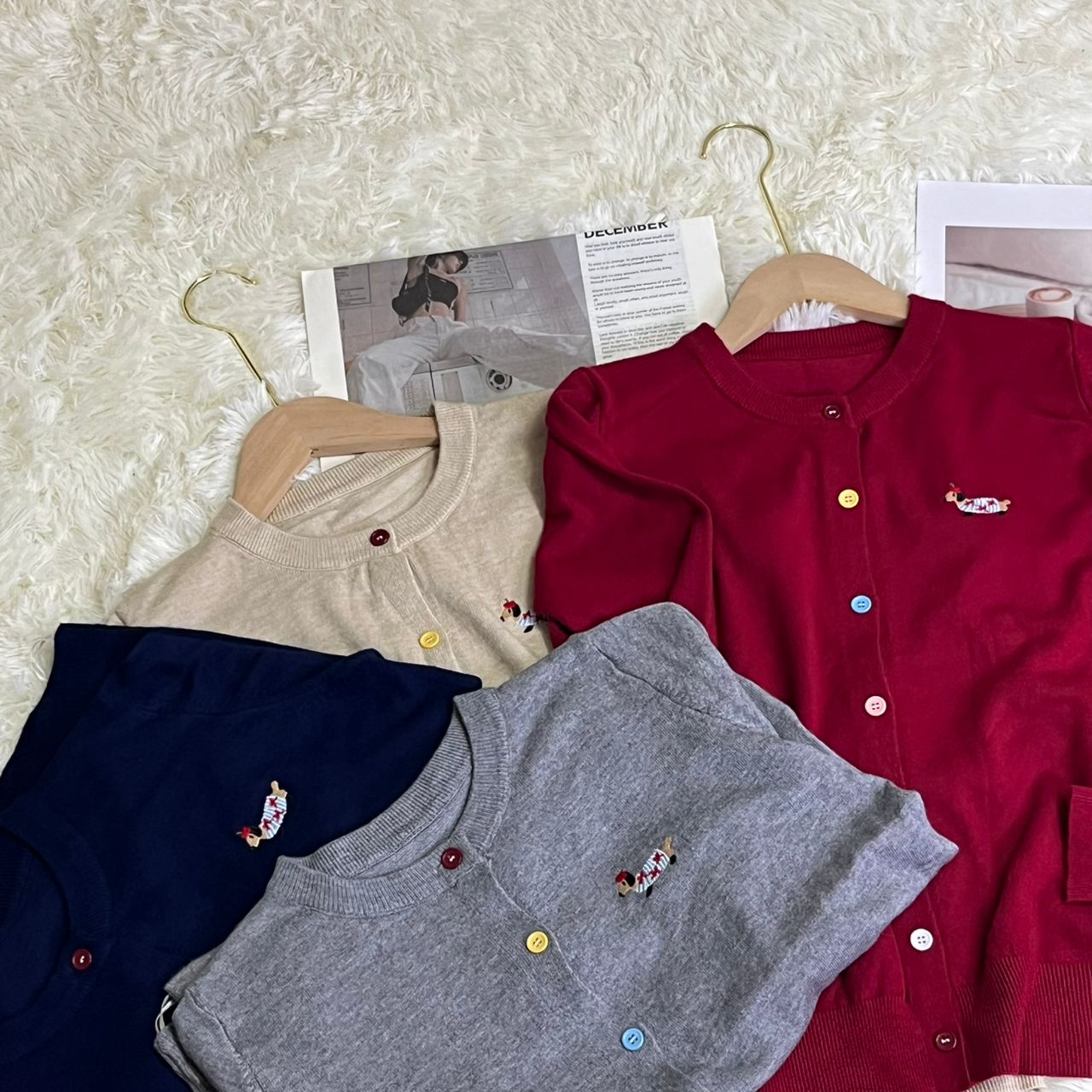 C2001#2869 [Knit Long sleeve Jacket]  Gentle Preppy Style