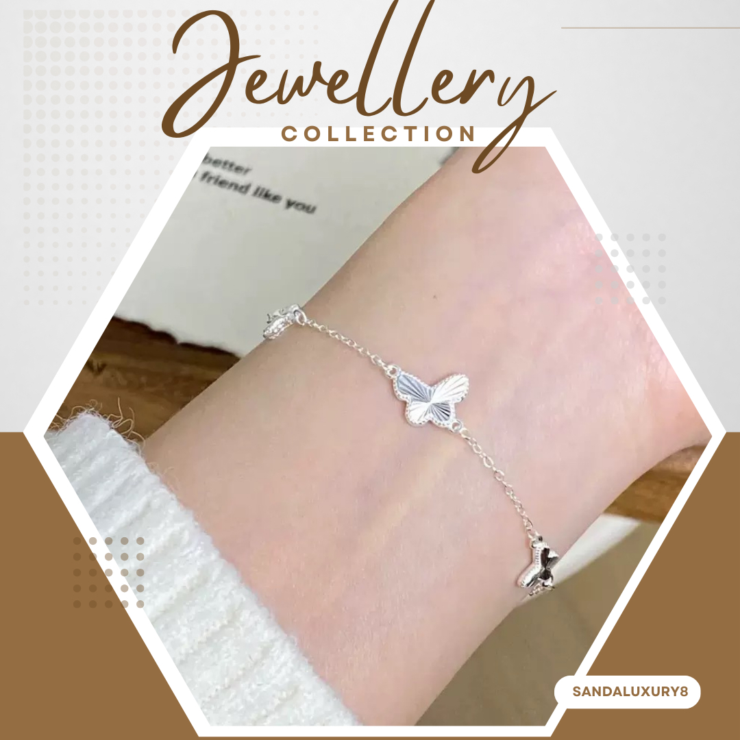 999 Silver Butterfly Charm Bracelet