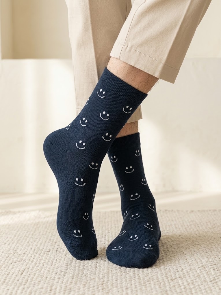 Korean Urban Smile Men's High Crew Socks