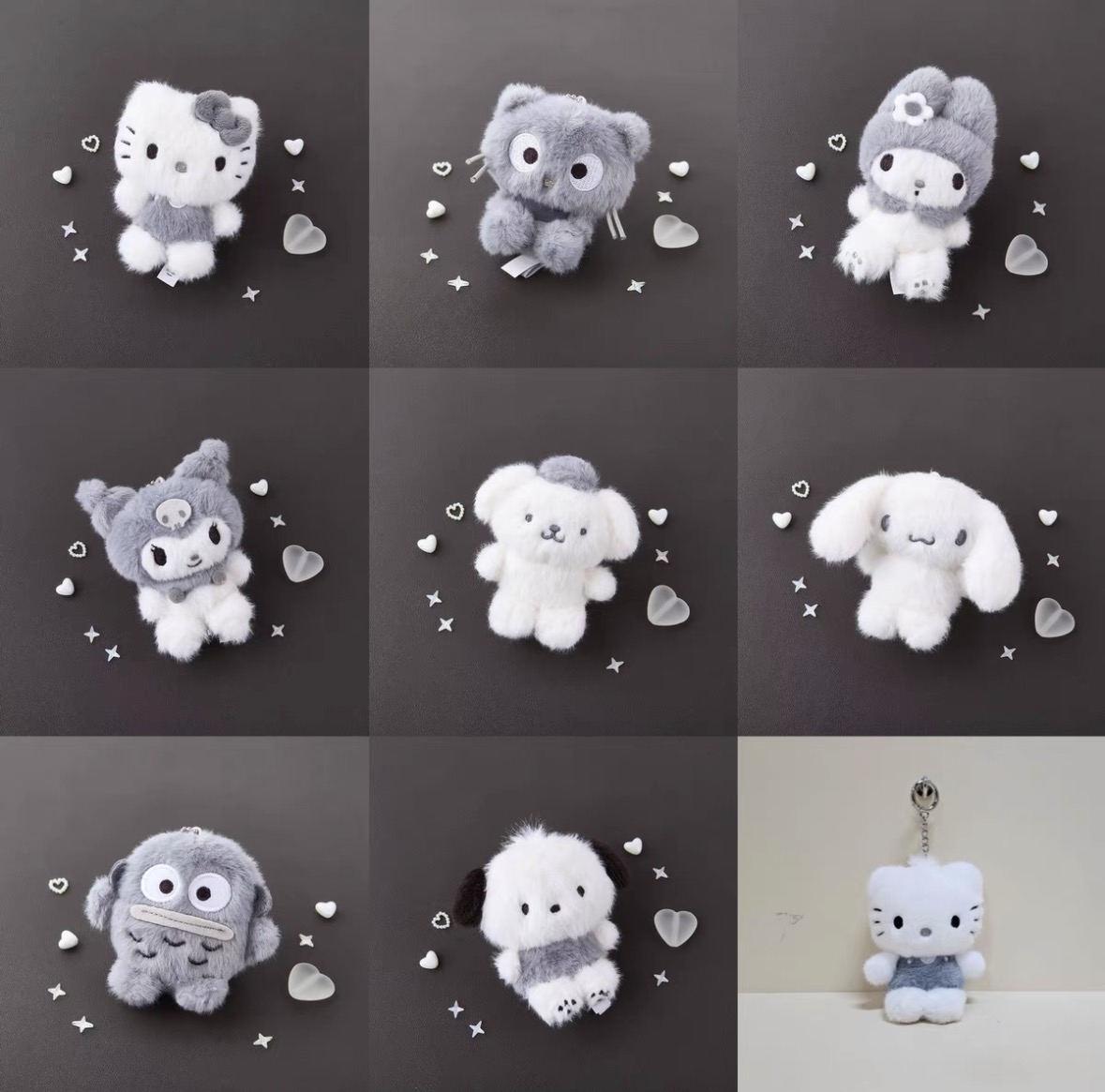 近期預訂/現貨｜韓版 8cm 黑白灰系列公仔吊飾🖤