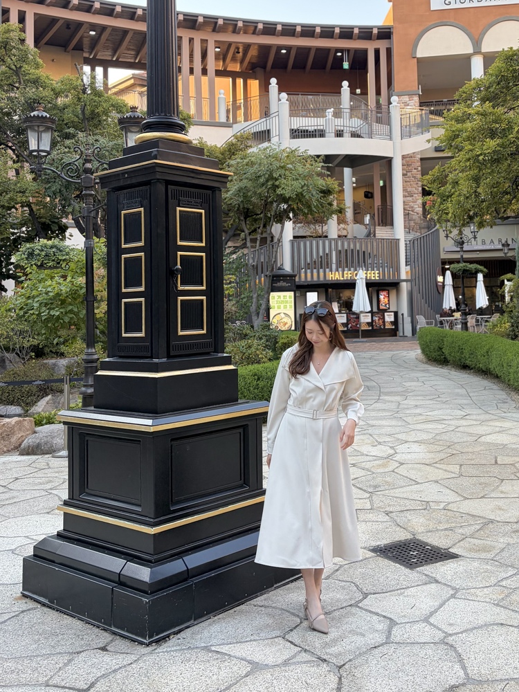 Classic Flared Trench Dress (Ivory)