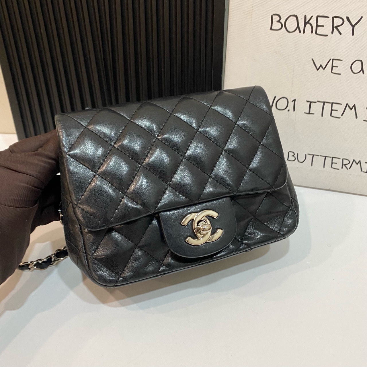 【預訂貨品】Chanel 黑銀羊皮方胖子