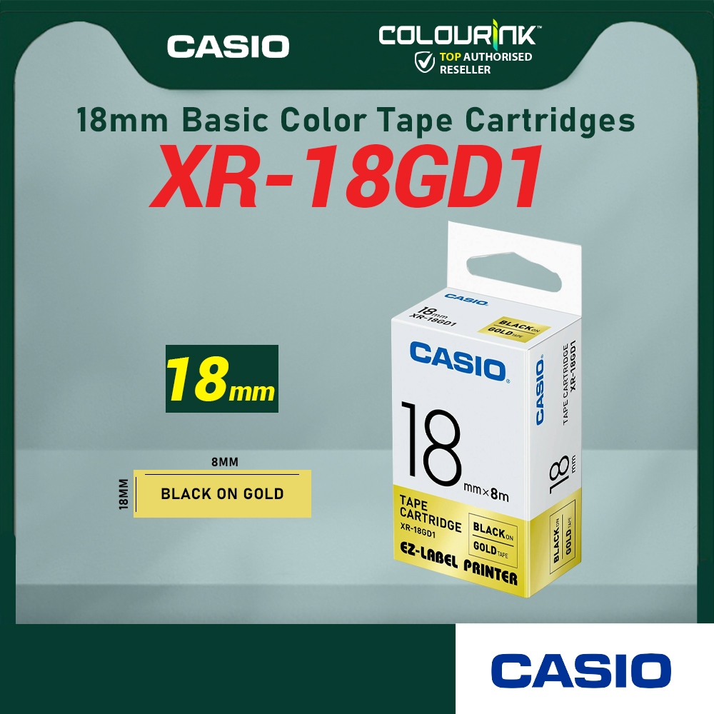 CASIO ORIGINAL GENUINE 18MM EZ LABEL TAPE FOR KL-120 KL-130 KL-820 KL-60 KL-HD1 KL-8400 KL-G2