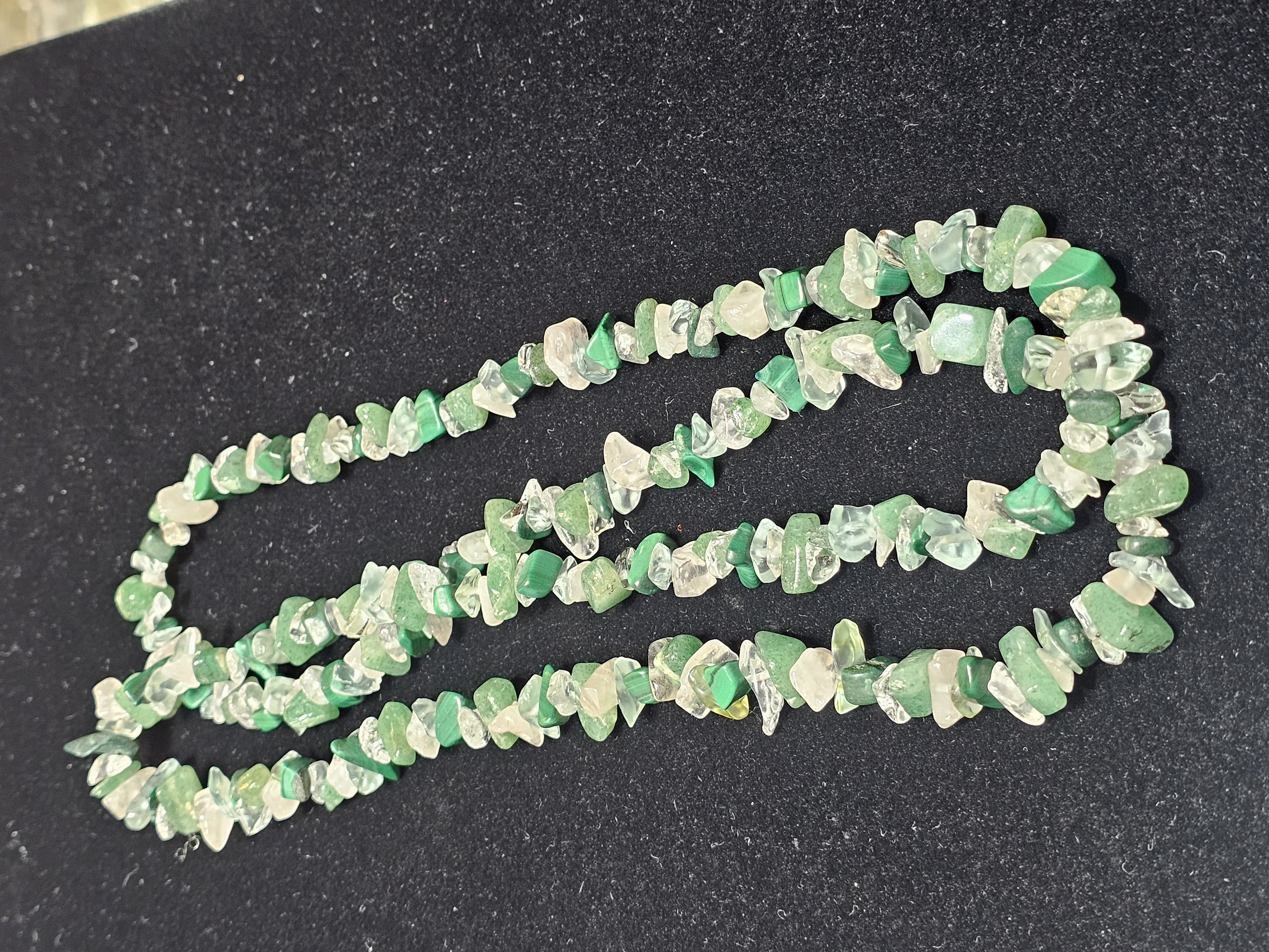 孔雀石東寧玉白水晶淺琉璃粉紅晶不定形頸鏈