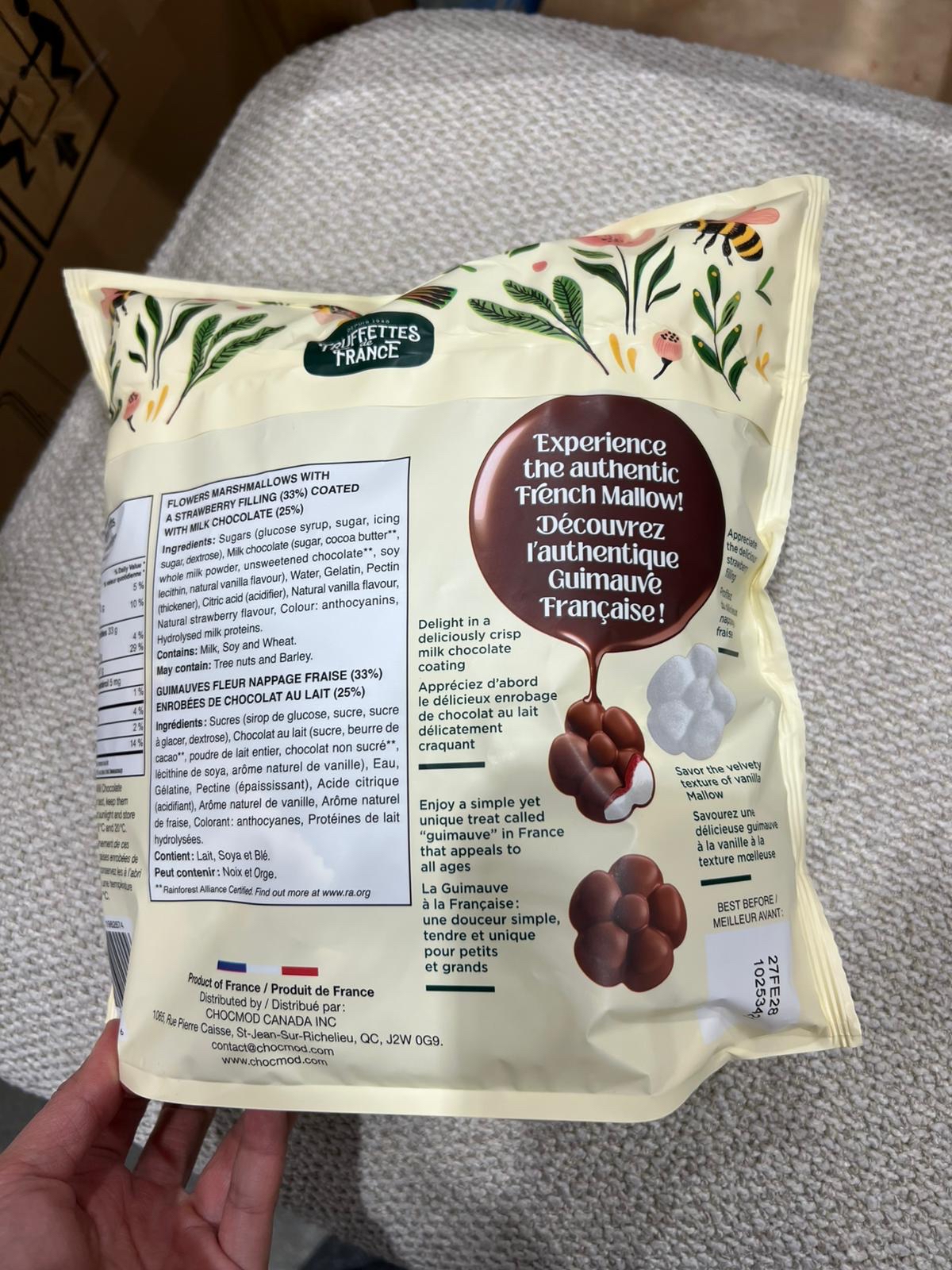 加拿大直送預購  Truffettes de France 🍓士多啤梨牛奶朱古力棉花糖454g