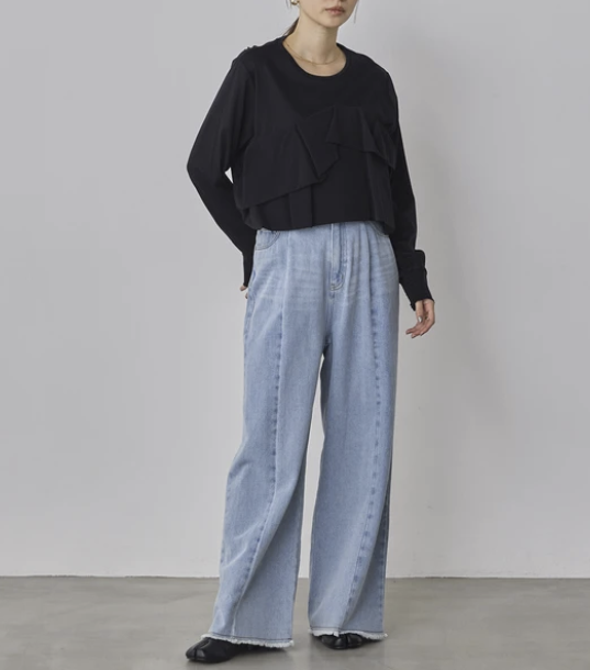 前褶飾圓領T恤 - 2026 流行穿搭  前褶飾T恤 春夏時尚穿搭 獨特設計 成人休閒 時尚穿搭 易於配搭 日本直送   #JP-I-260023