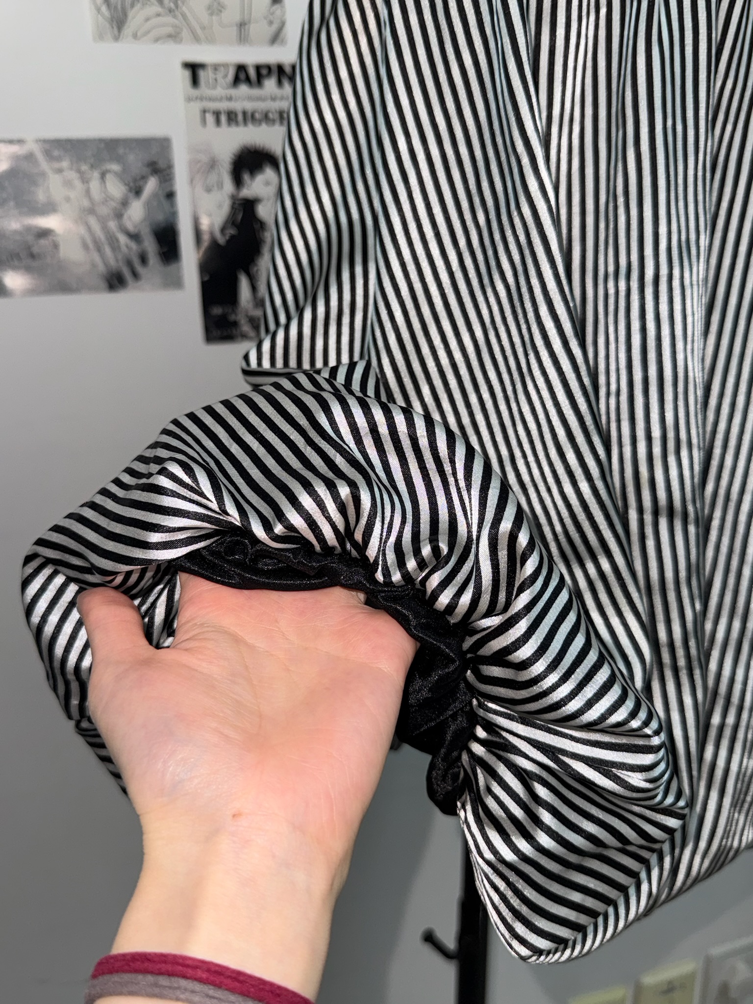 Black and Silver Striped Cami Dress with Big Bow