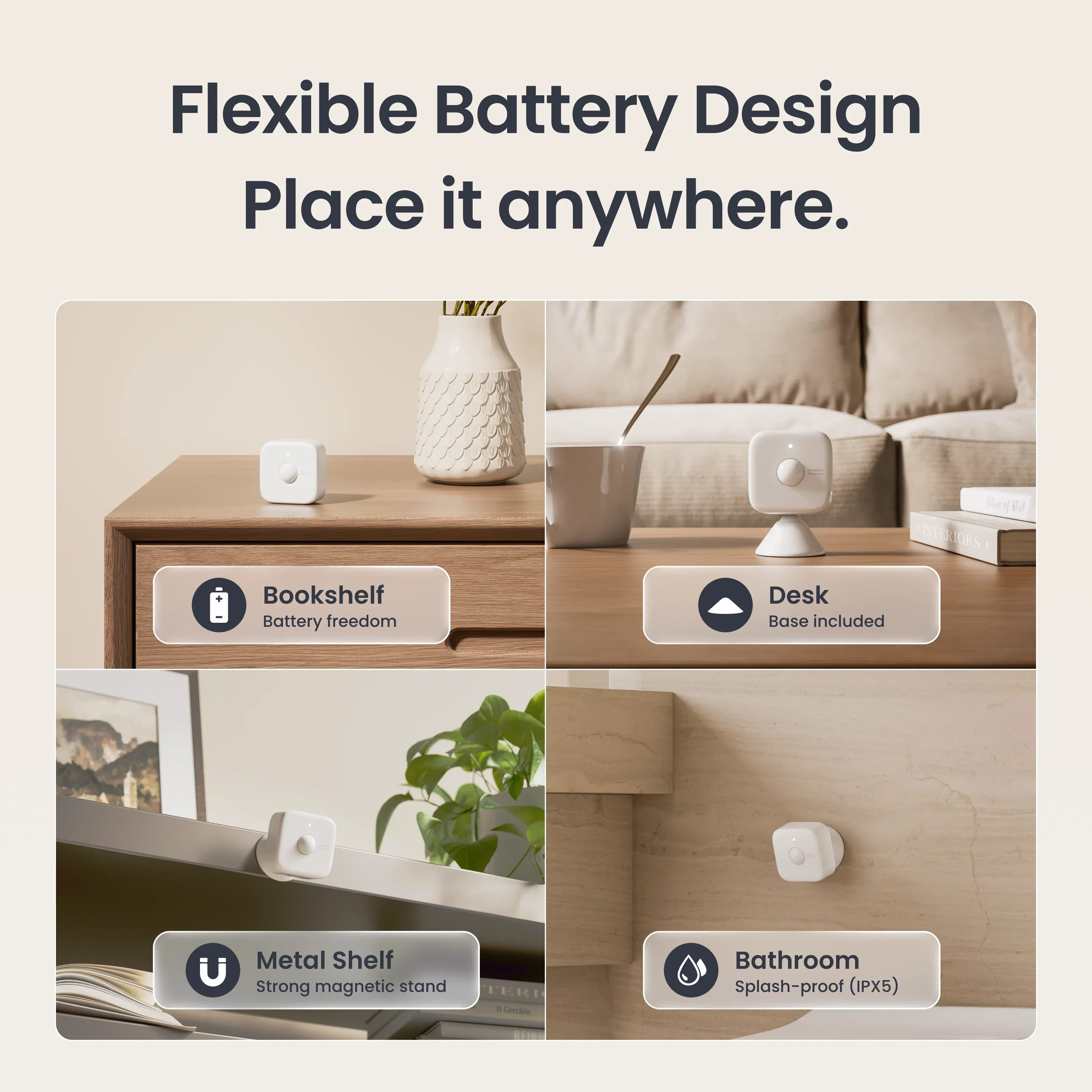 香港行貨 一年保養SwitchBot Presence Sensor 存在感測器 – 60GHz mmWave 雷達 + PIR + 光感 精準偵測靜止人體 AI防干擾 電池續航最長2年 IP55防水 支援Apple