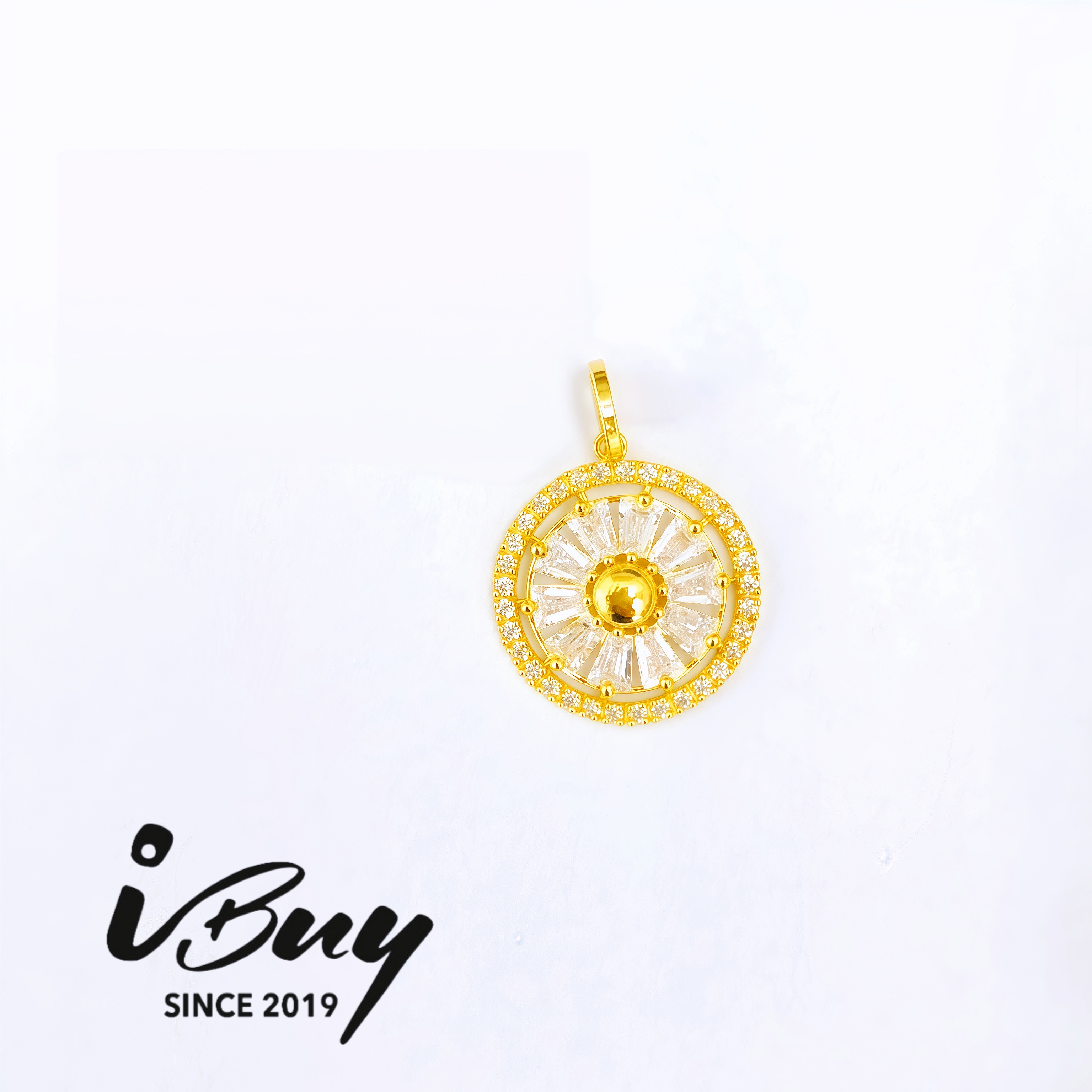 916 GOLD DIAMOND SPIN ROUND PENDANT 916 金 镶钻轮盘吊坠