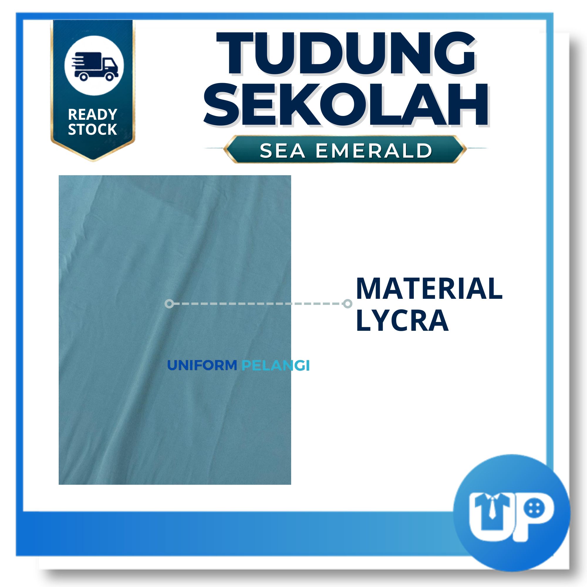 Tudung Sekolah Sea Emerald Awning Lembut Selapis Kain Lycra Hijab Awning Lycra Uniform Sekolah