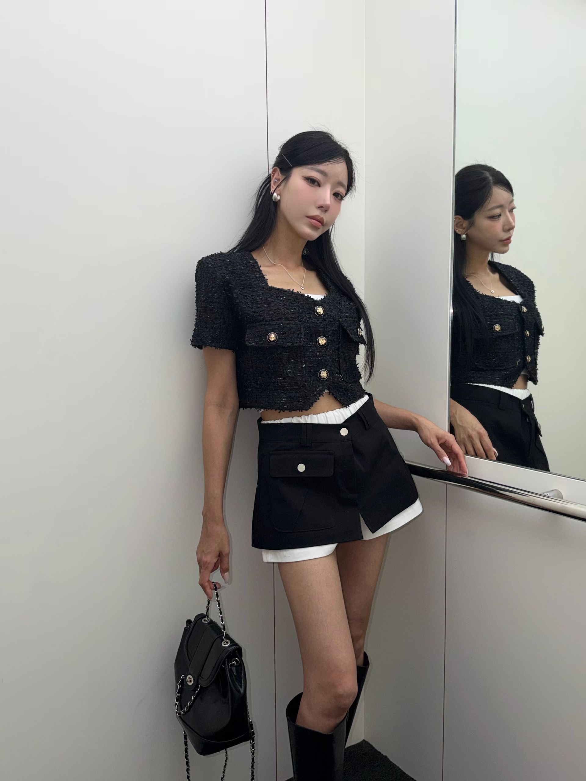 T14 短袖薄Tweed外套