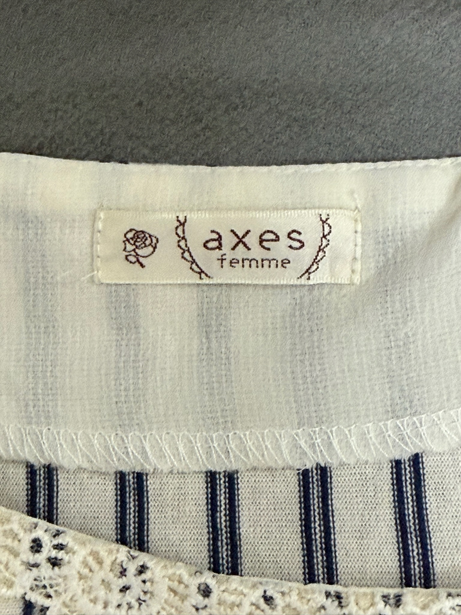 Axes Femme Striped Flutter-Sleeve Lace Top