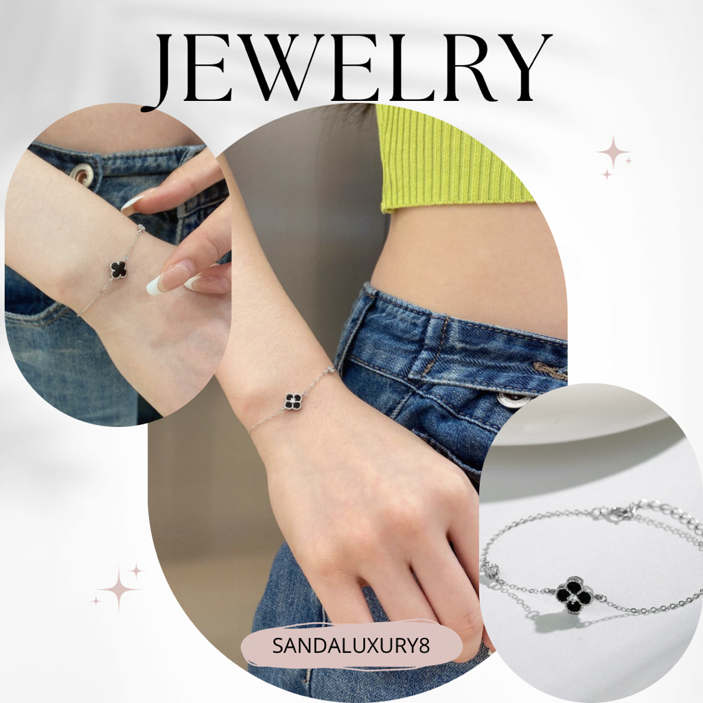 Silver Black Cubic Zirconia Bracelet  -  Sandaluxury8 