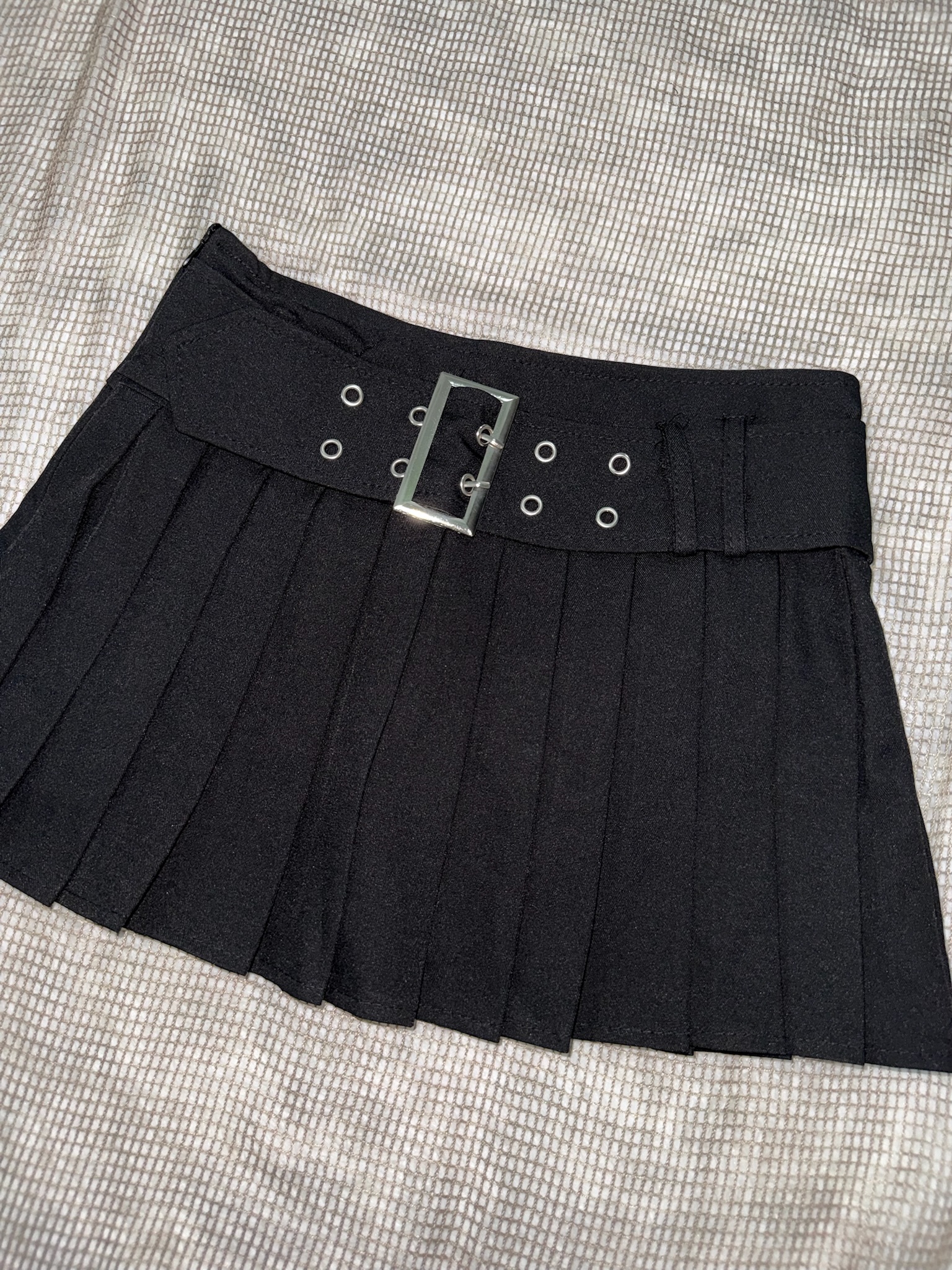 Gothic Punk Belted Pleated Micro Skirt