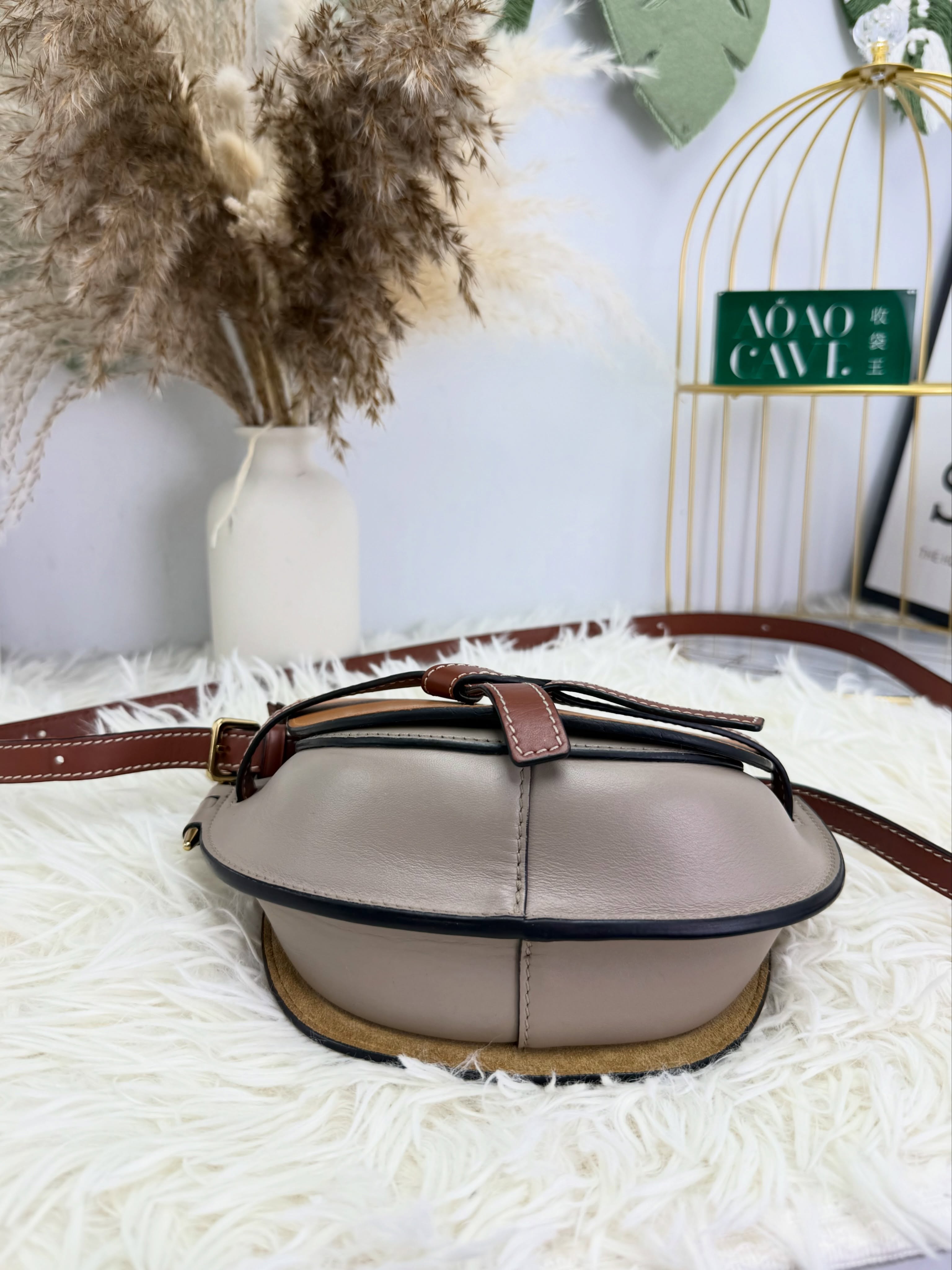 Loewe👜 PRE OWNED 🛍️啡色拼色 mini gate🤎