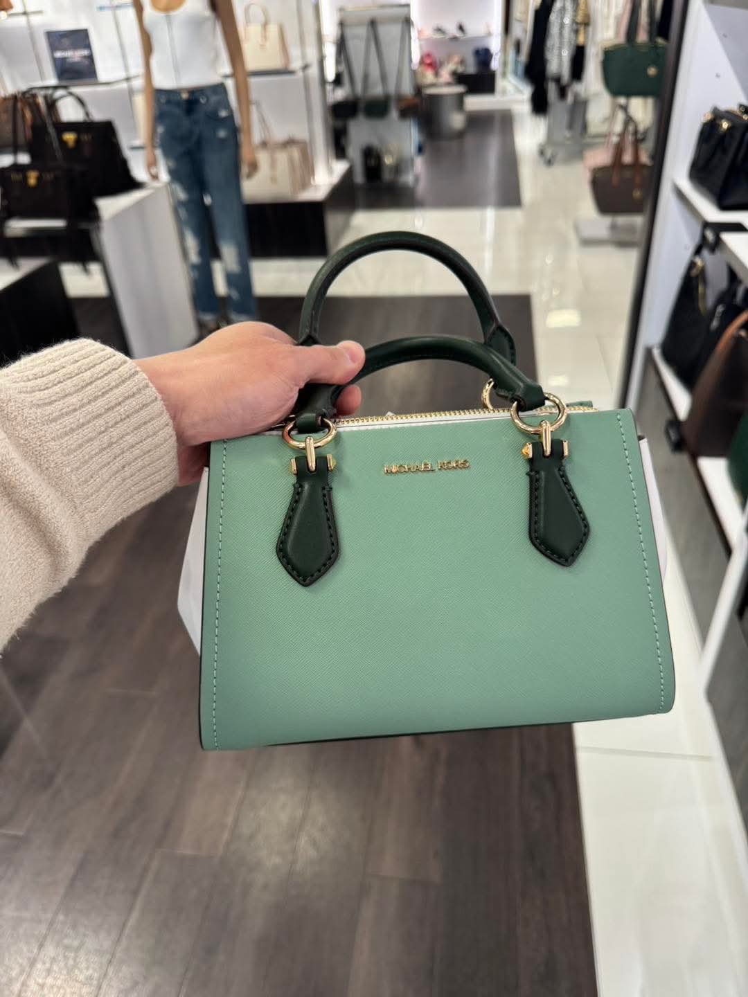 香港現貨-Michael Kors Outlet Marilyn Saffiano Leather Messenger Bag Green Multi