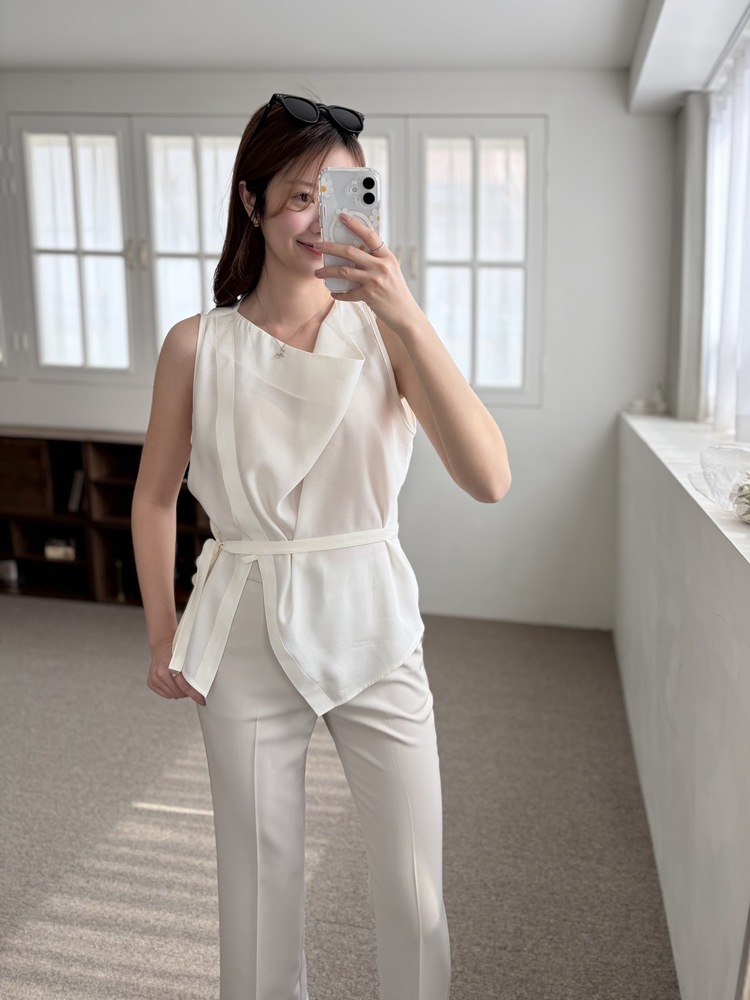 Camille Draped Wrap Blouse (Ivory)