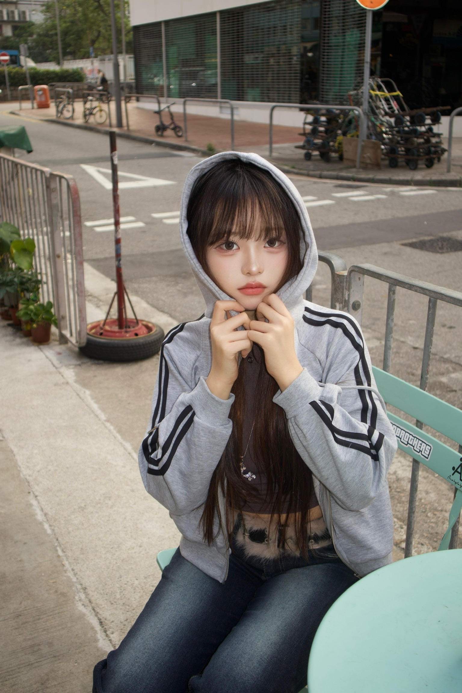 韓國襟章sporty拉鍊jacket