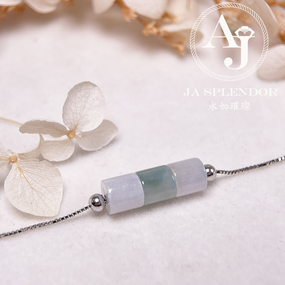D-04C 天然翡翠A玉 平安幸運純銀項鏈