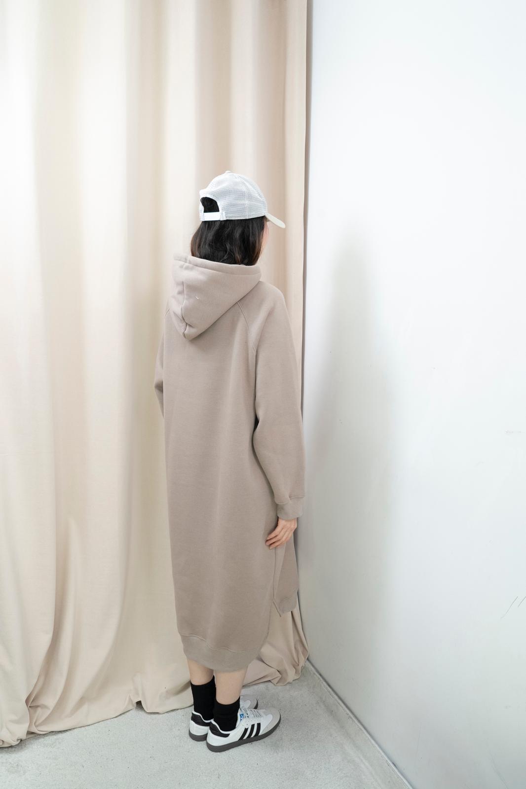 加絨有帽衞衣連身裙（Mocha色）