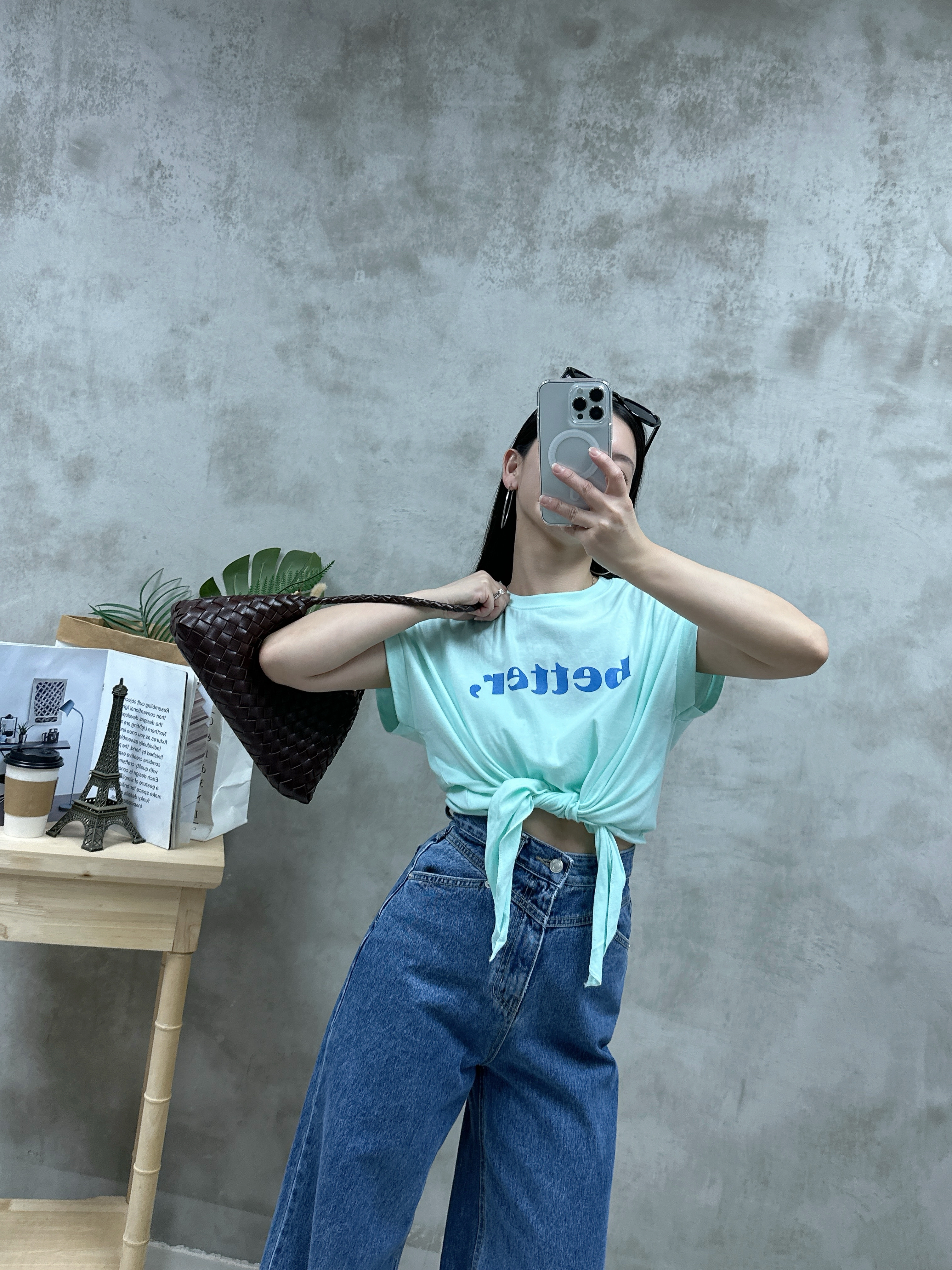 U09 拼色打結Top