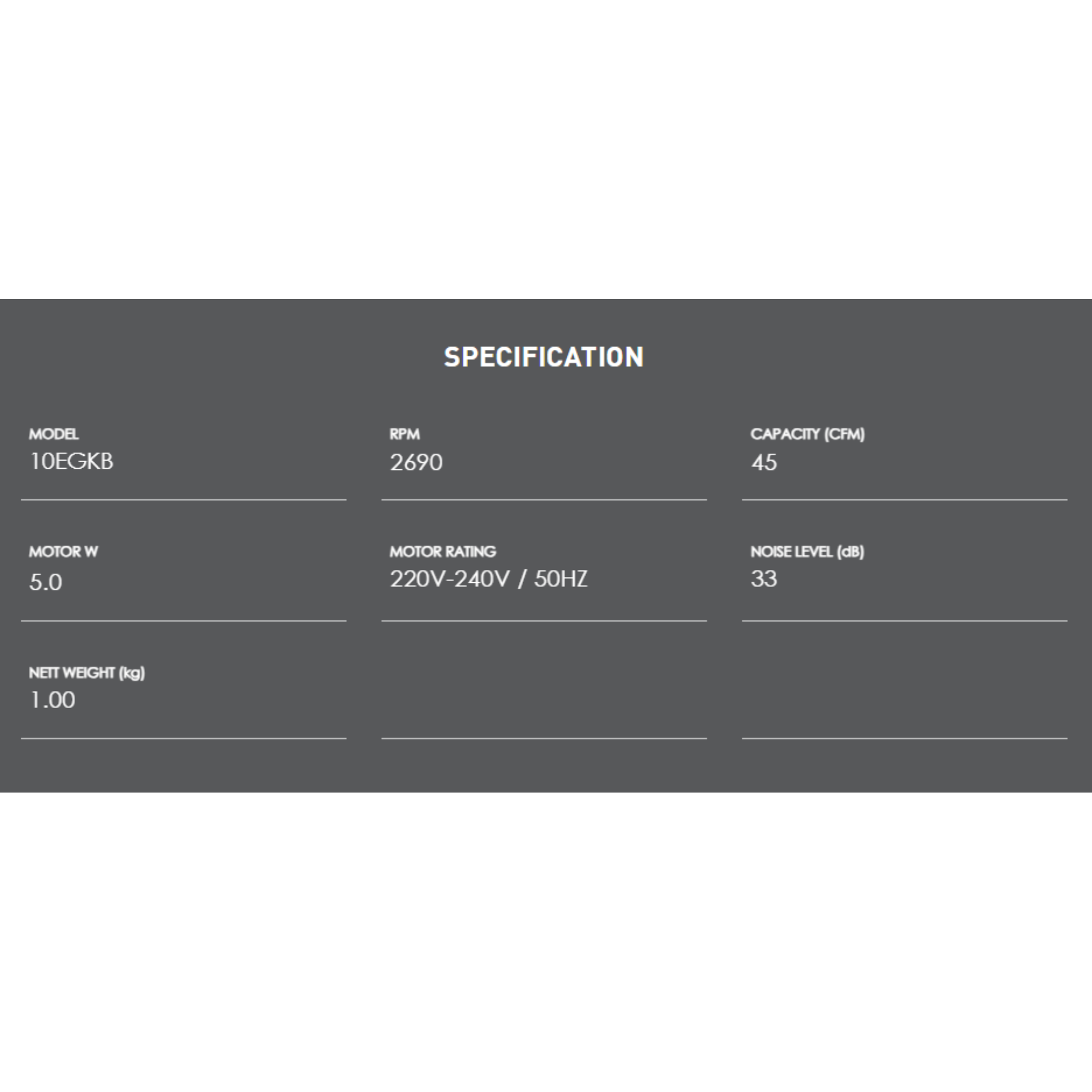 KDK 4" Bathroom Wall Ventilating Fan (10EGKB)