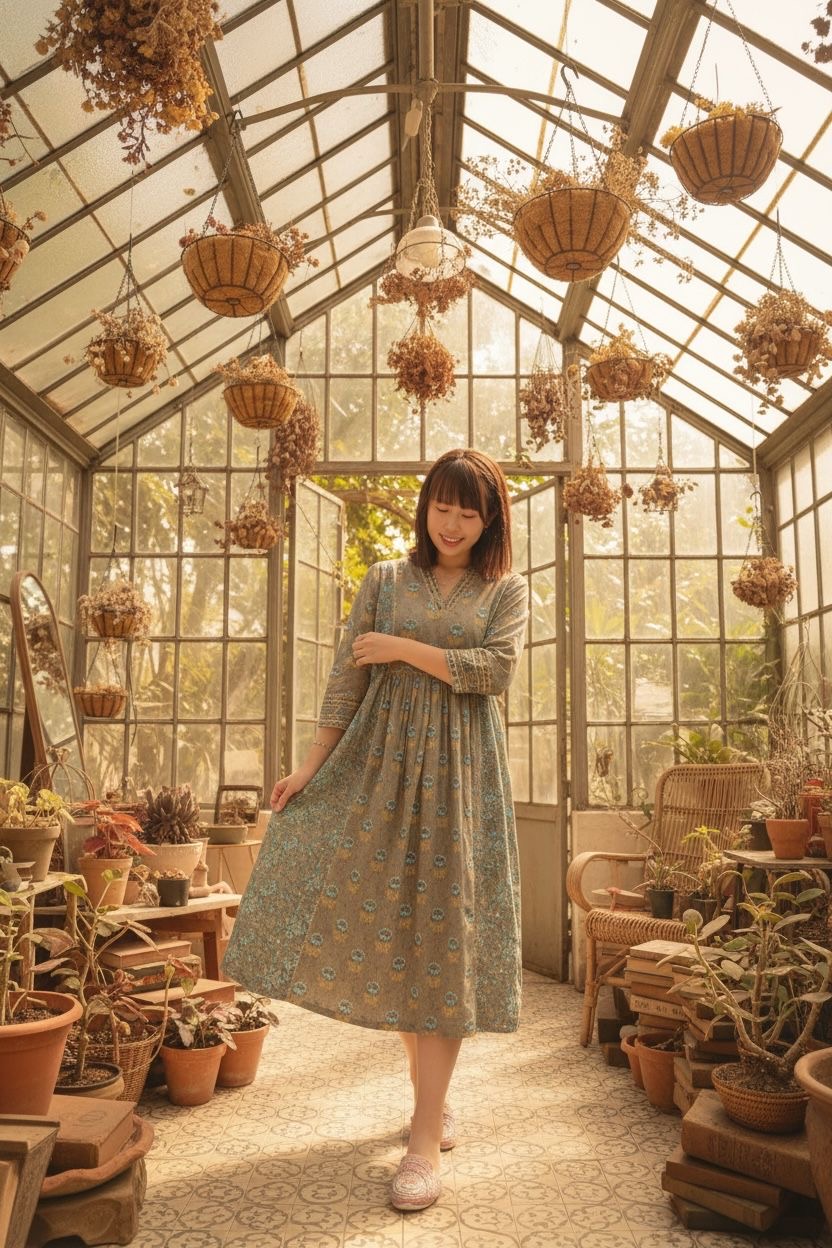 Grey Green Blockprint Mid OP #1403