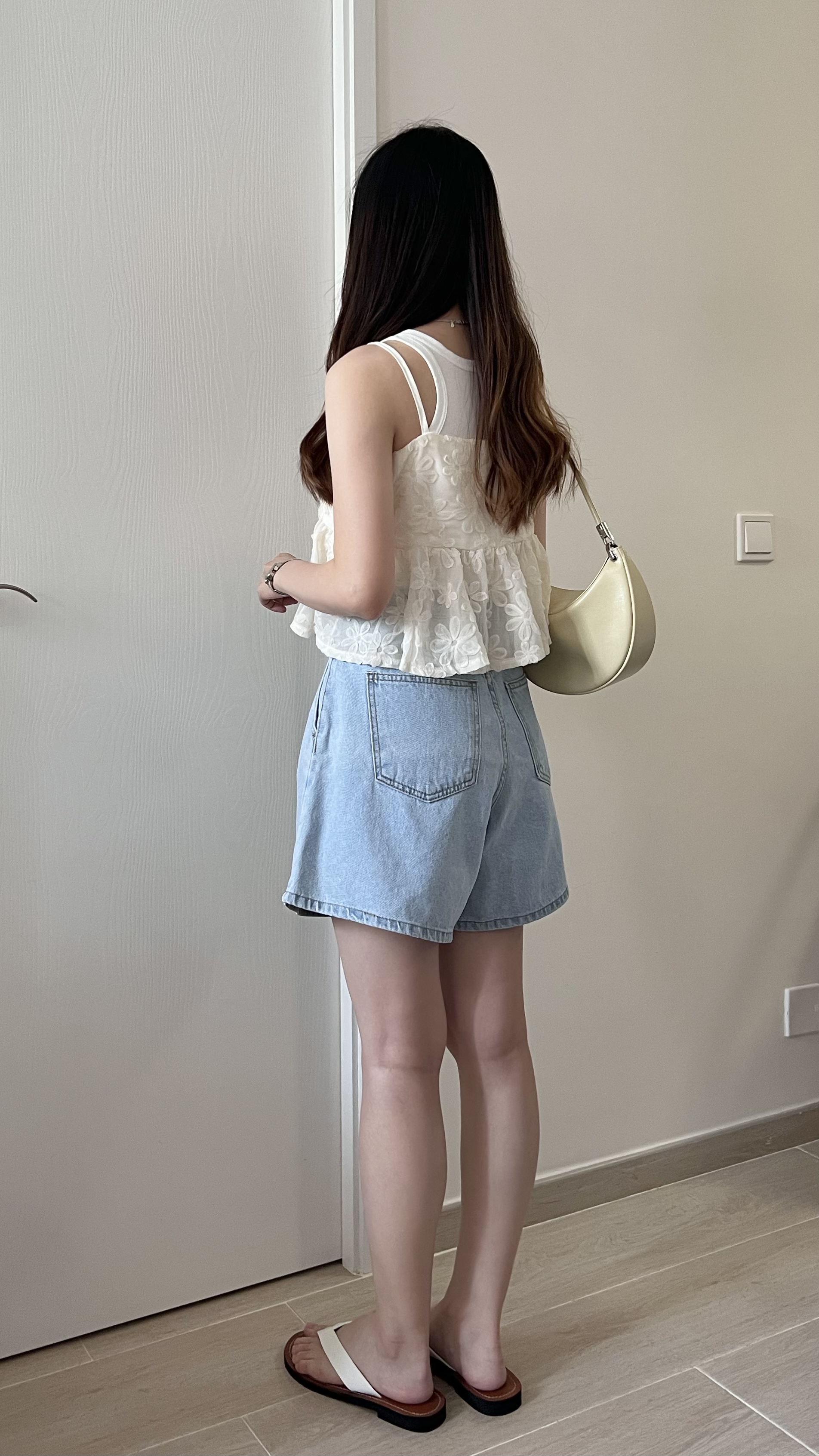 甜價仙氣花花兩穿吊帶背心 杏色