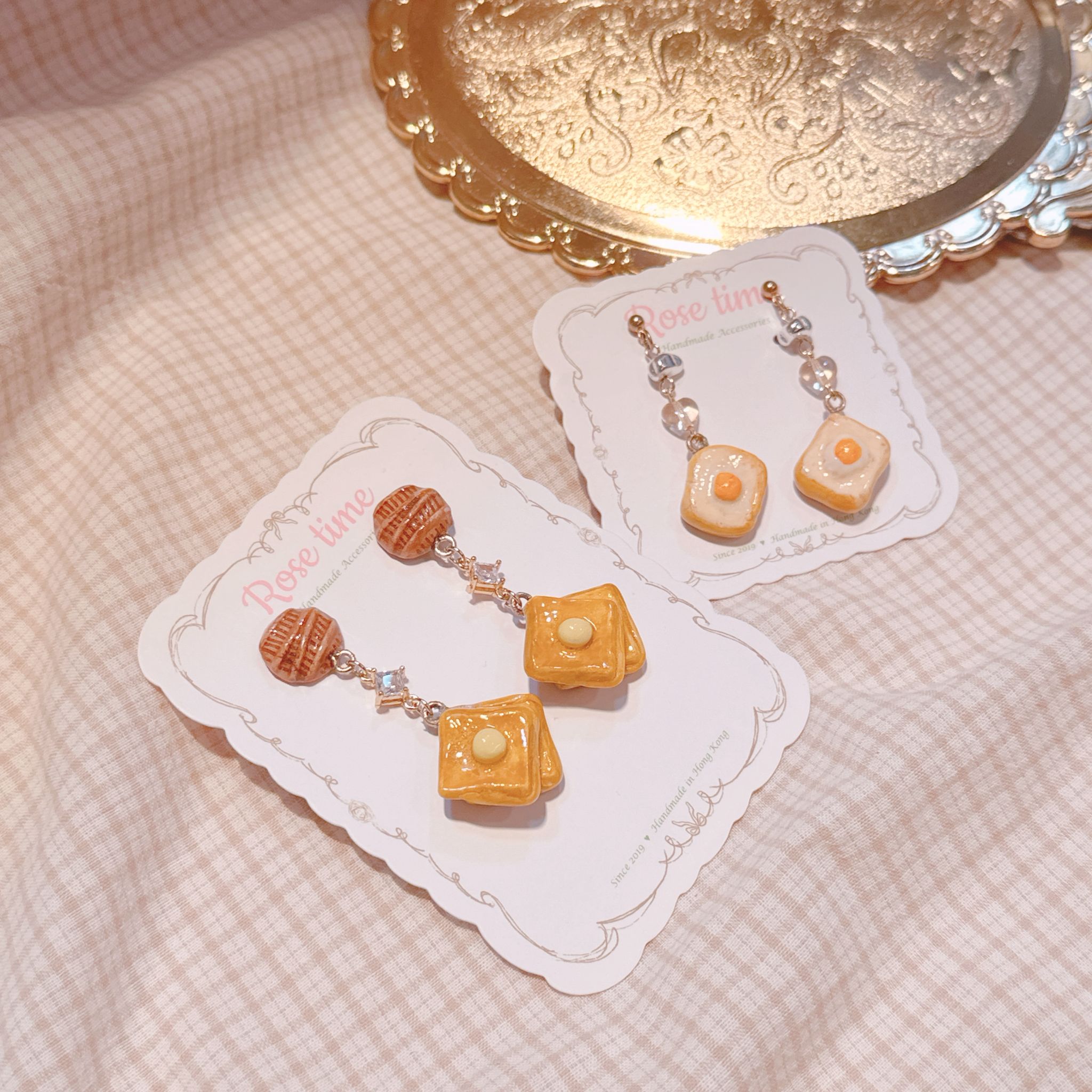 手繪 小雞蛋多士耳環