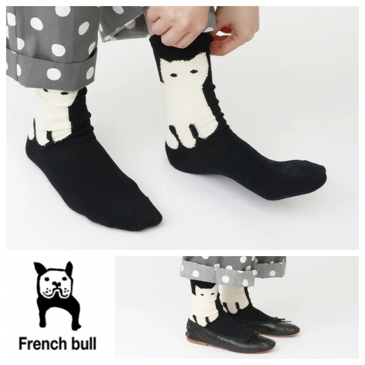 FQB6WJ10177 🧦日本🇯🇵 French Bull Socks 療癒動物棉襪  - 貓咪🐈 ✨