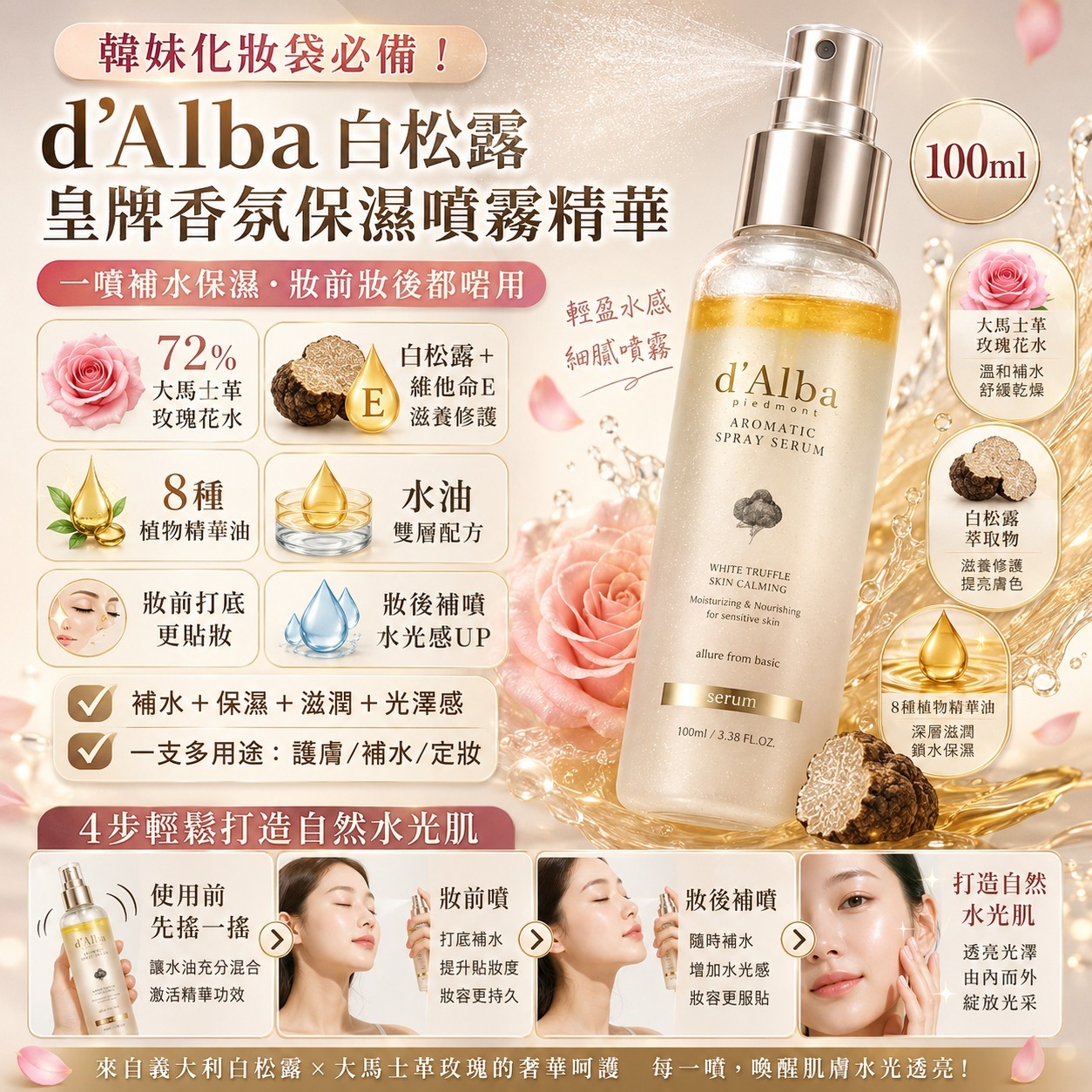 【預訂】 韓國 d'Alba 白松露皇牌保濕精華空姐噴霧 100ml