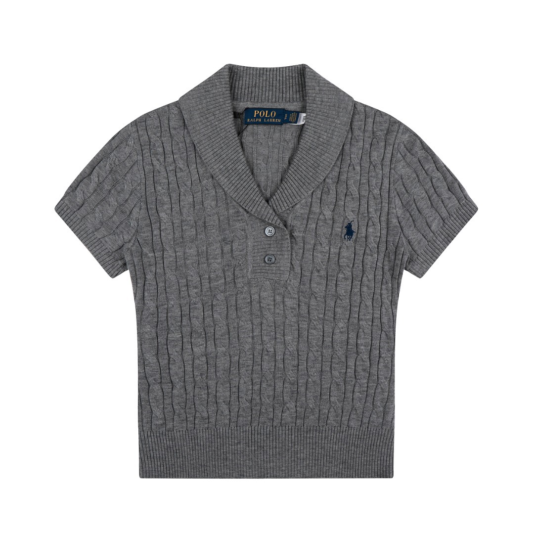 預訂 RL Polo 小馬刺繡麻花針織短袖棉衫 