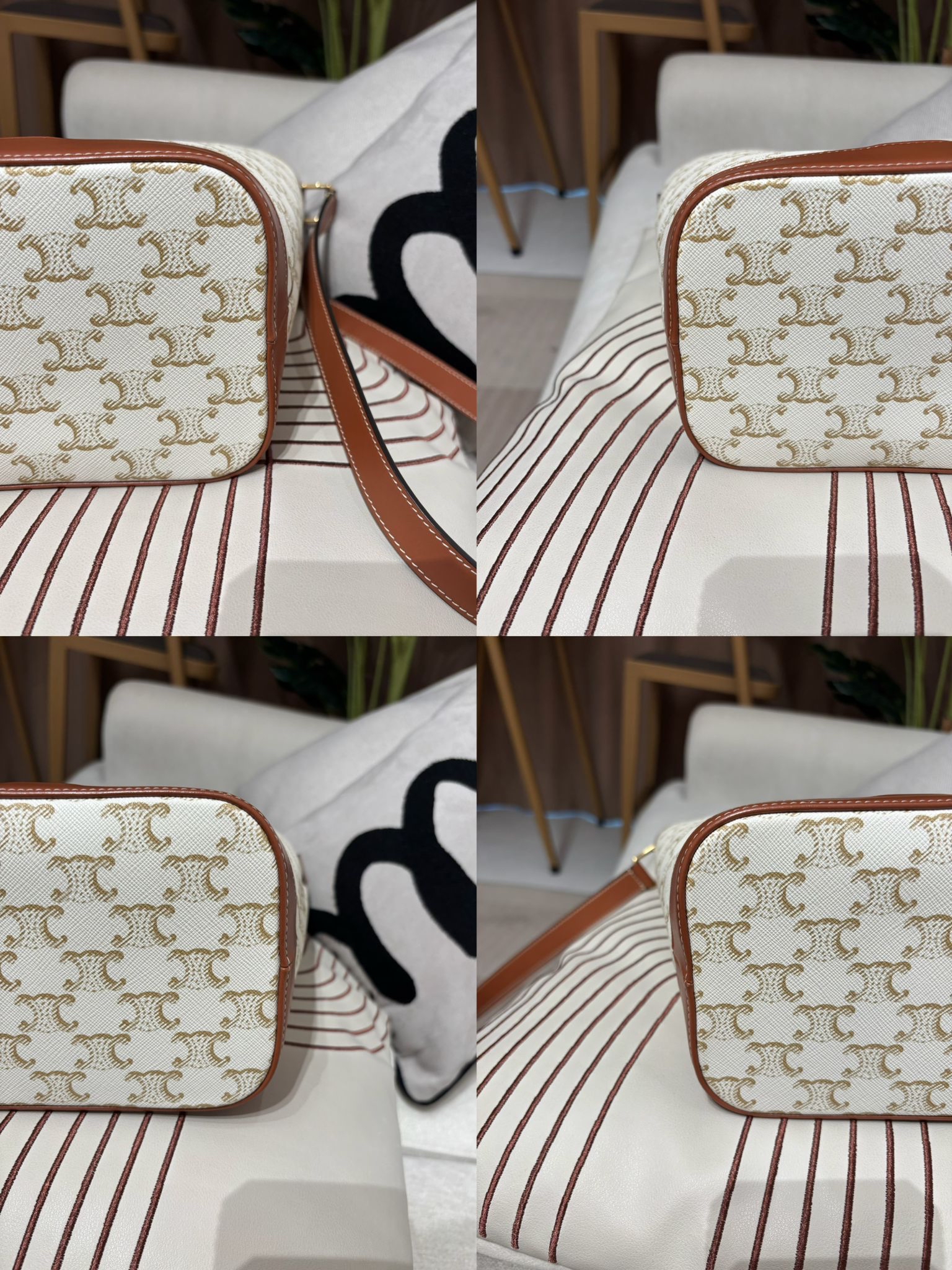 Celine SMALL BUCKET IN TRIOMPHE CANVAS AND CALFSKIN 100%Authentic, 98%New ✅Dust bag