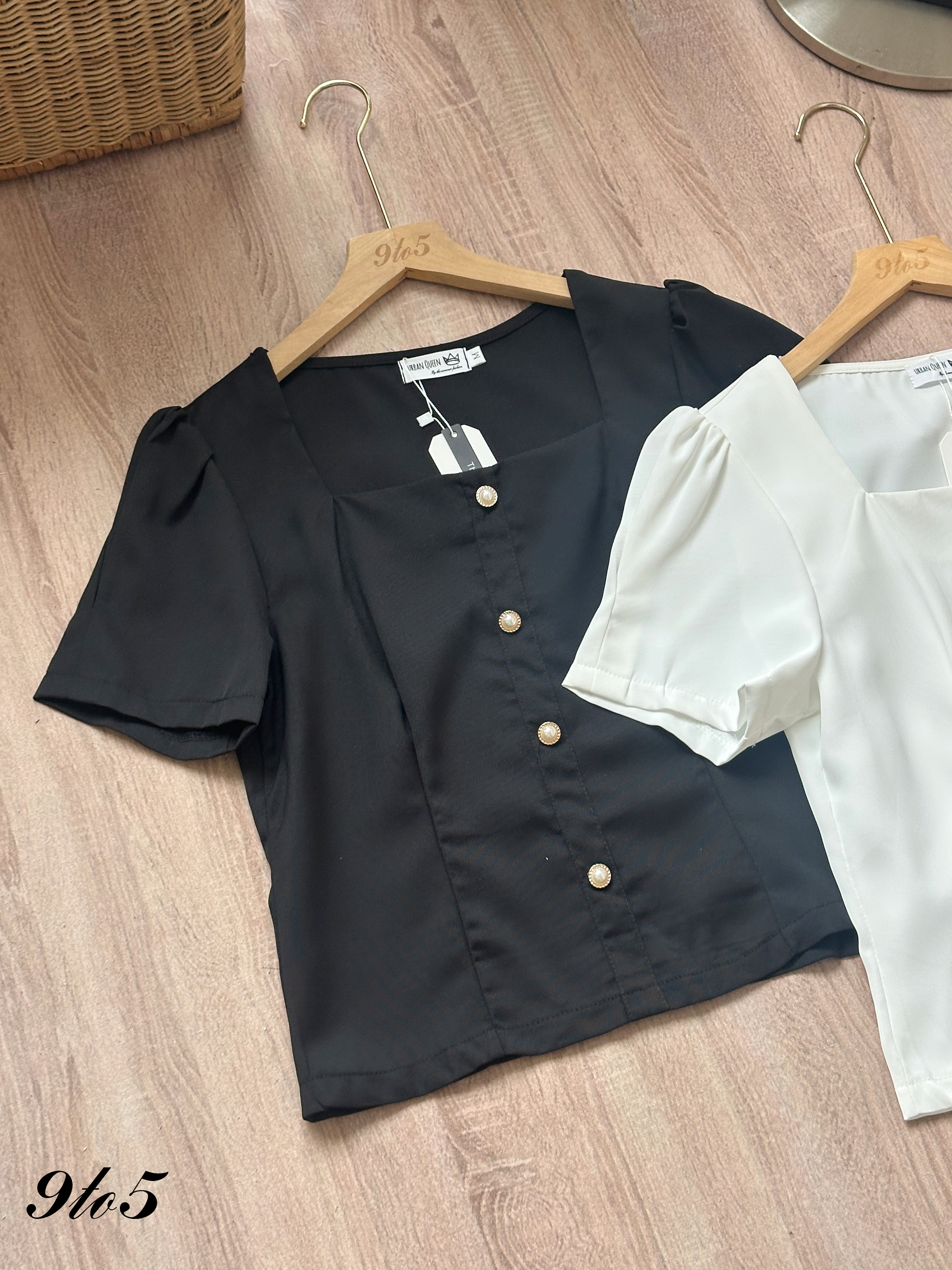 T4361 Puff Sleeve Square Neck Top - 4 Colors 