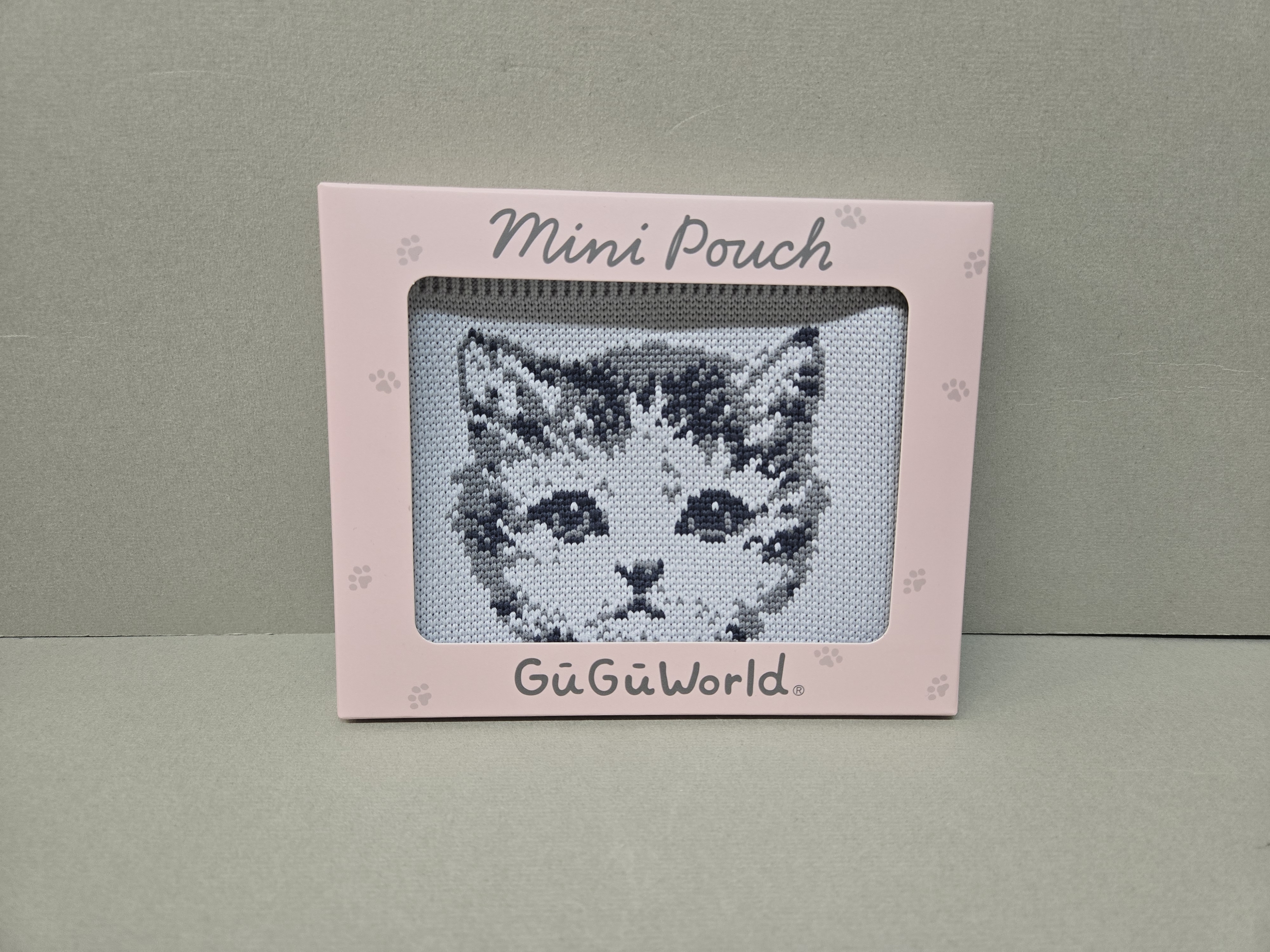 灰色針織貓咪细pouch