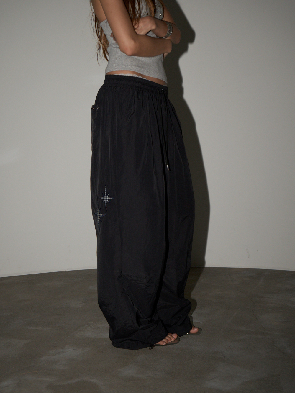 Star Embellished Nylon Pants