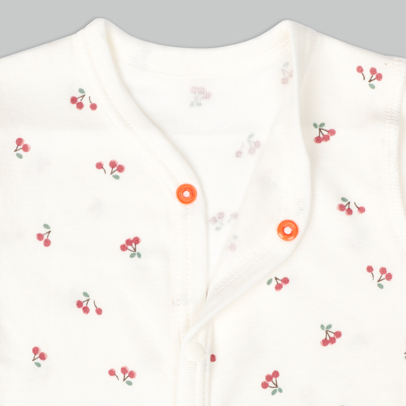 🇯🇵預訂 日本直送🇯🇵櫻桃印花純棉前開式短袖包屁衣兩件套