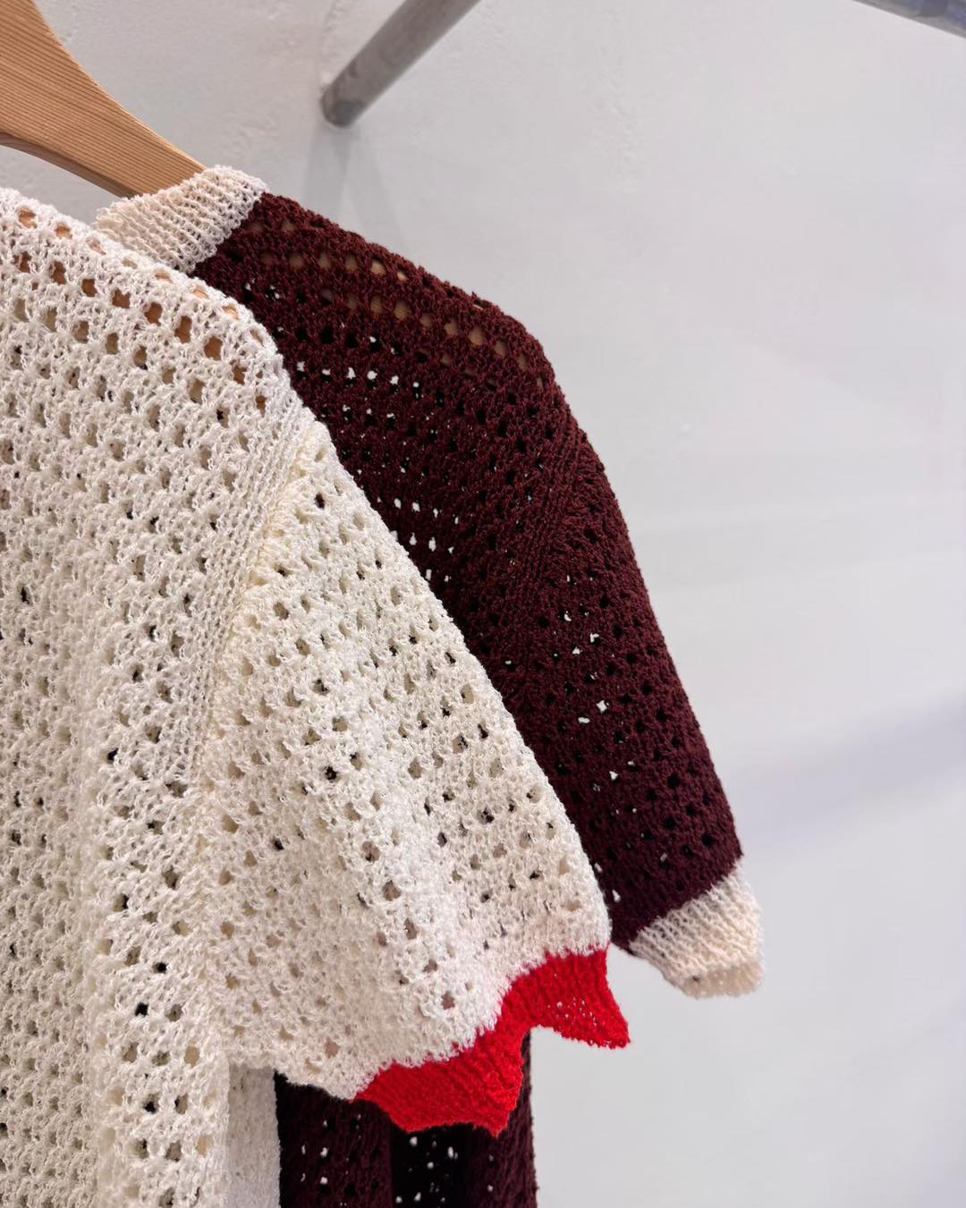 不規則邊圓領針織短袖top